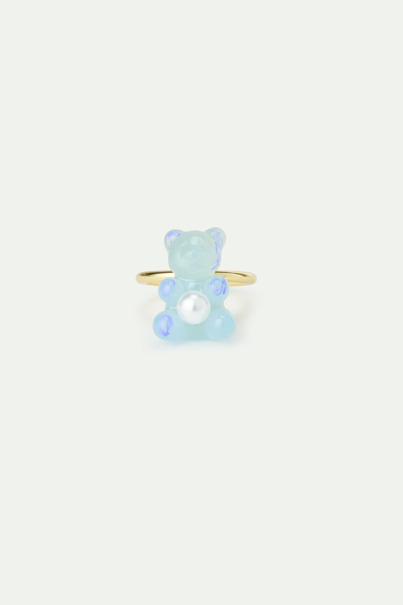 Blue Teddy Bear Sweet And Imitation Pearl Adjustable Ring | AWMC6011 - Les Nereides