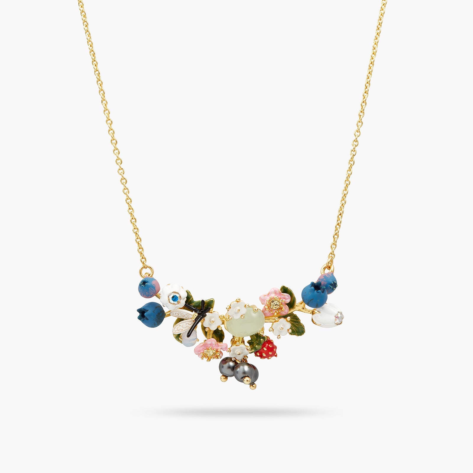 Blueberry, Firefly And Round Cut Stone Statement Necklace | ATBG3041 - Les Nereides