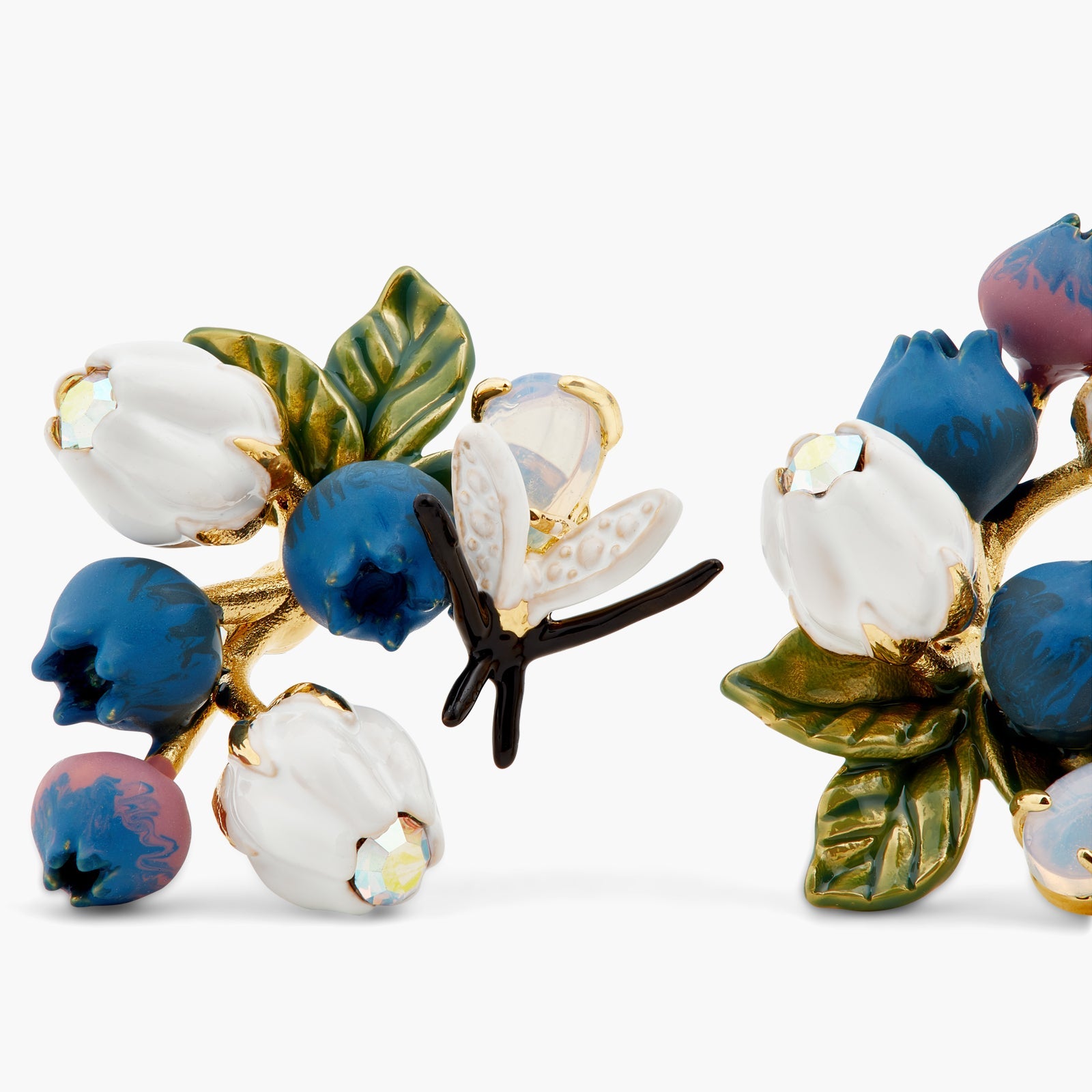 Blueberry, White Flower And Firefly Earrings | ATBG1071 - Les Nereides