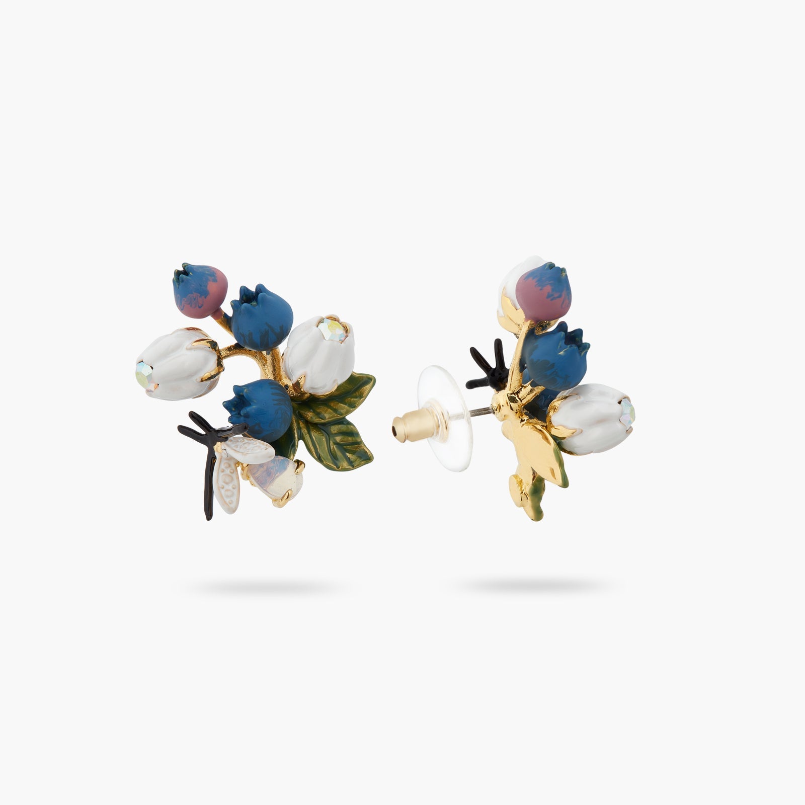 Blueberry, White Flower And Firefly Earrings | ATBG1071 - Les Nereides
