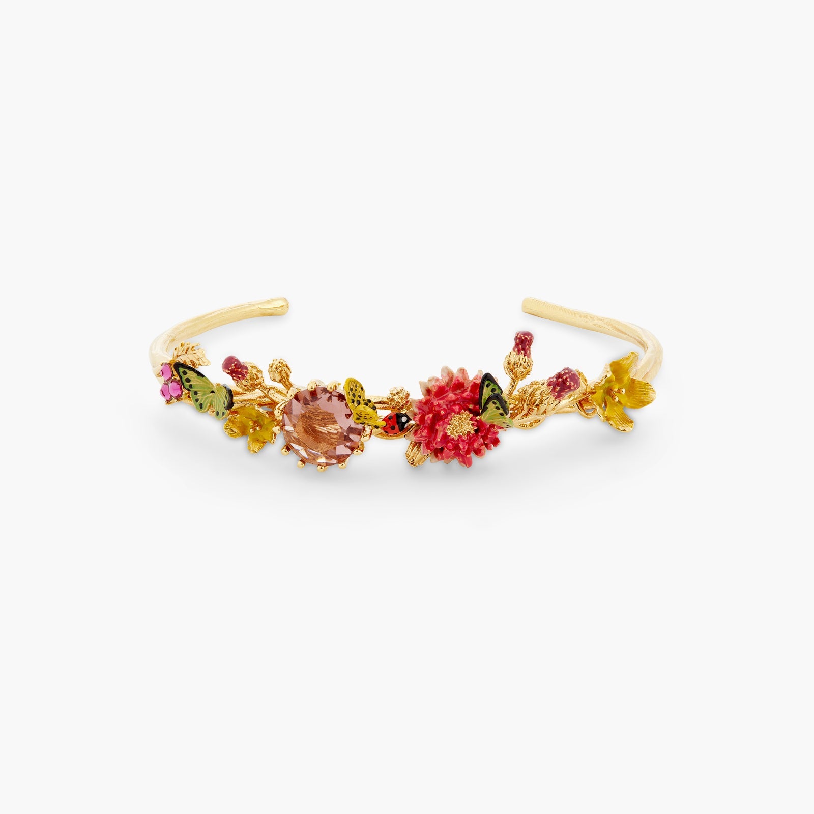 Butterfly Field And Round Stone Bangle Bracelet | ATLA2031 - Les Nereides