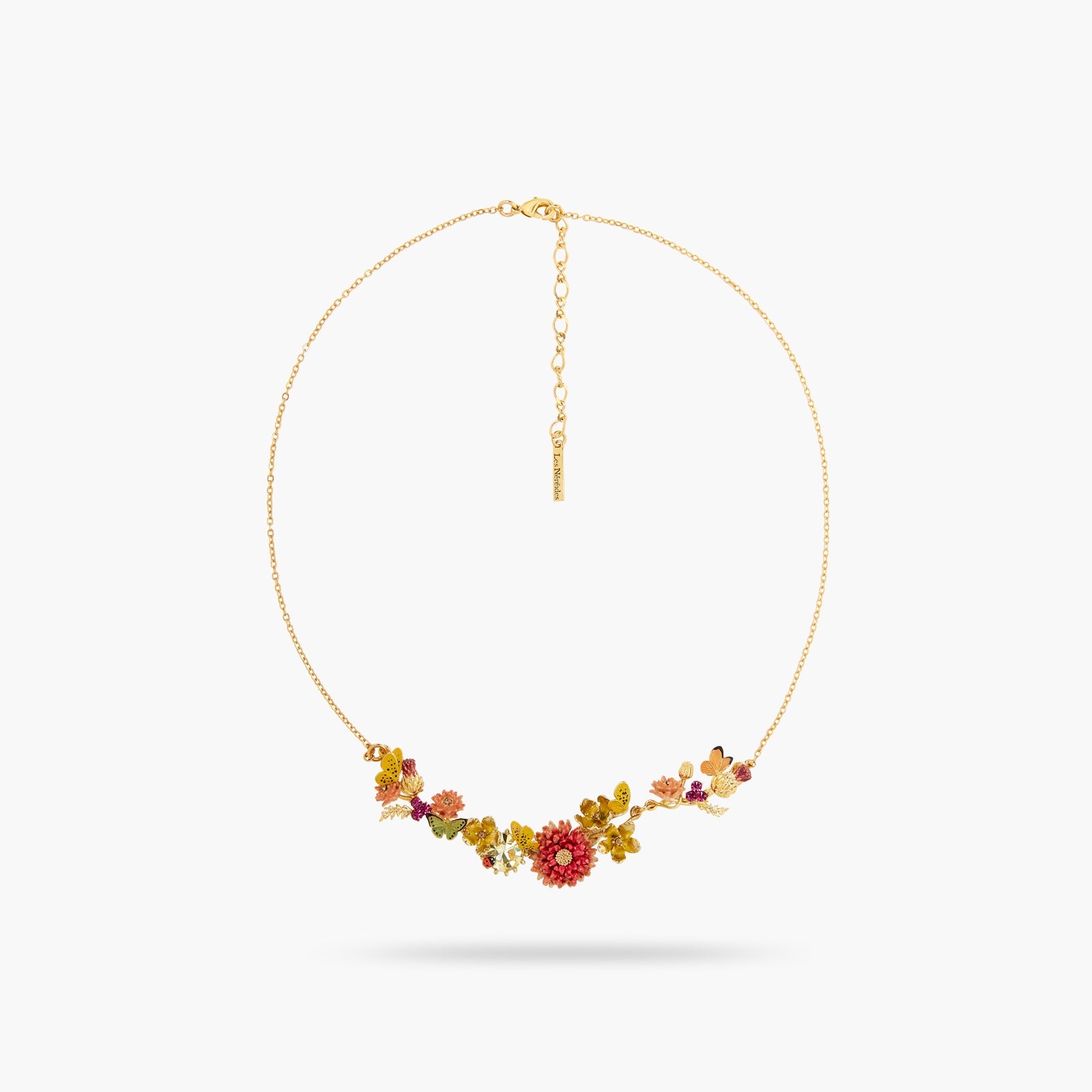 Butterfly Field, Flower And Stone Statement Necklace | ATLA3011 - Les Nereides