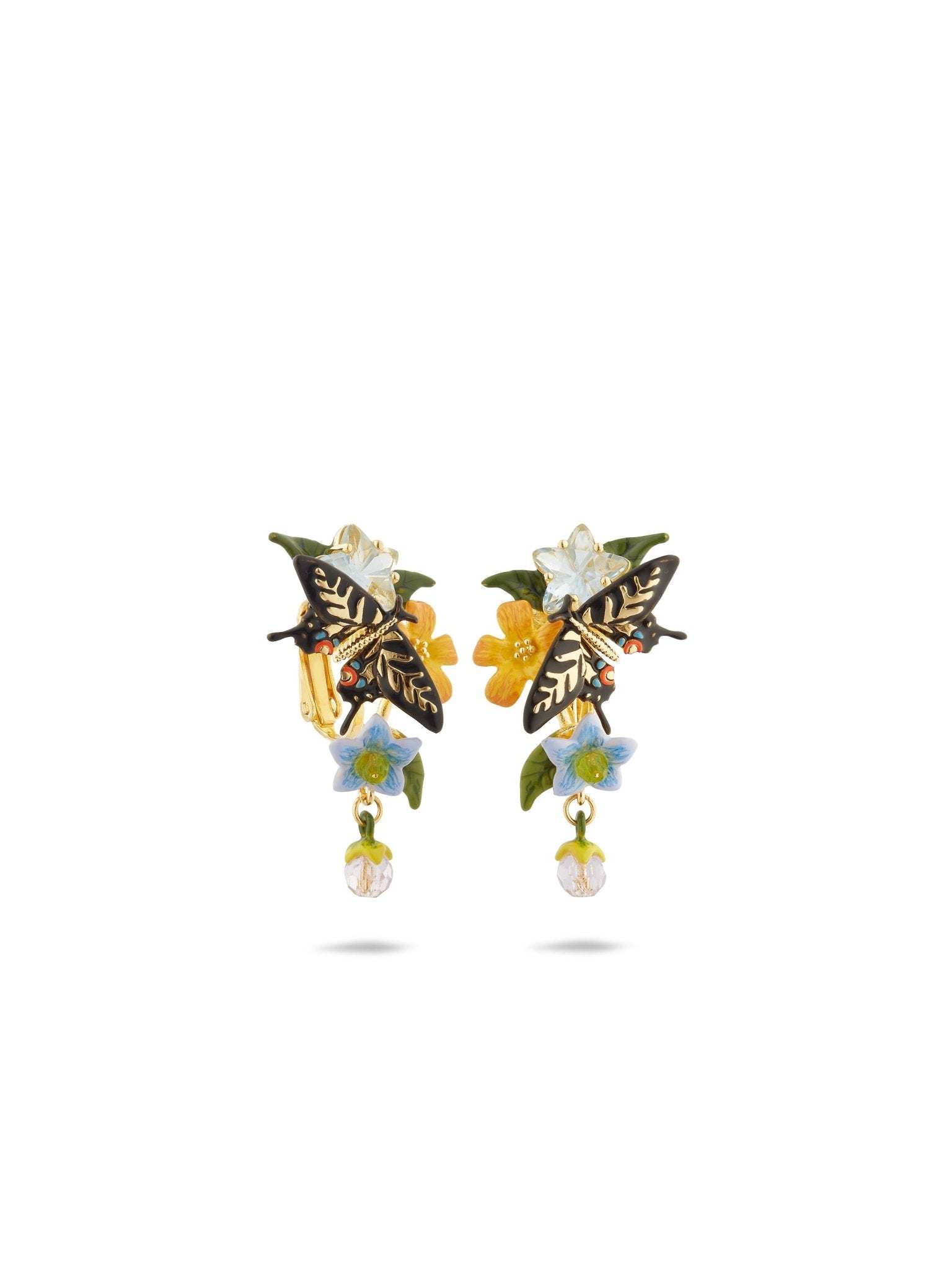 Butterfly, Flower And Hanging Pearl Earrings | AUTR1011 - Les Nereides