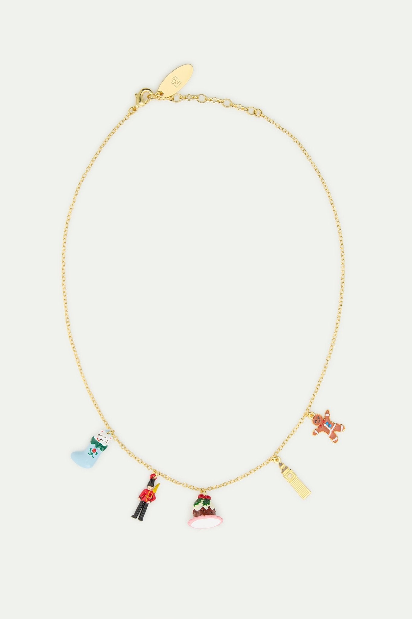 Christmas Stocking, King'S Guard, Christmas Pudding, Big Ben And Gingerbread Man Charm Necklace | AWWI3011 - Les Nereides