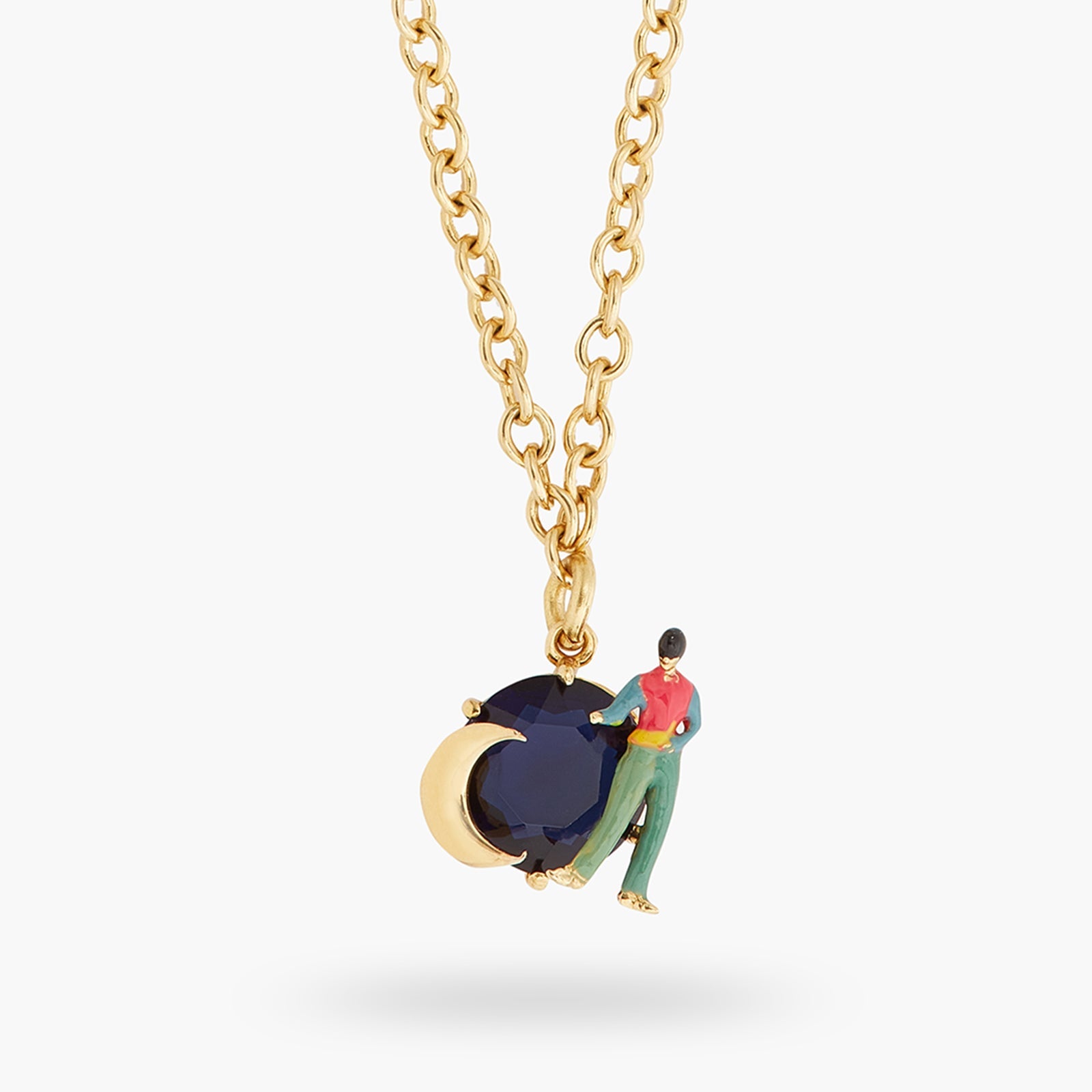 Cut Crystal Stone, Moon And Character Pendant Necklace | ATVE3041 - Les Nereides