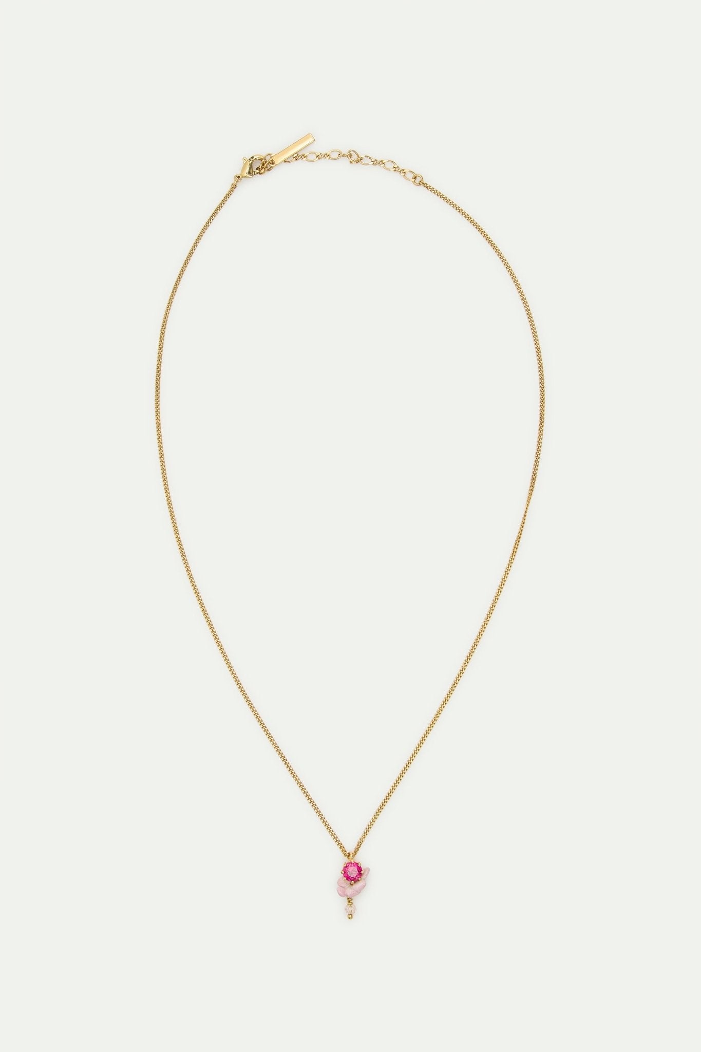 Cut Glass, Pink Wisteria And White Faceted Crystal Bead Pendant Necklace | AWMM3031 - Les Nereides