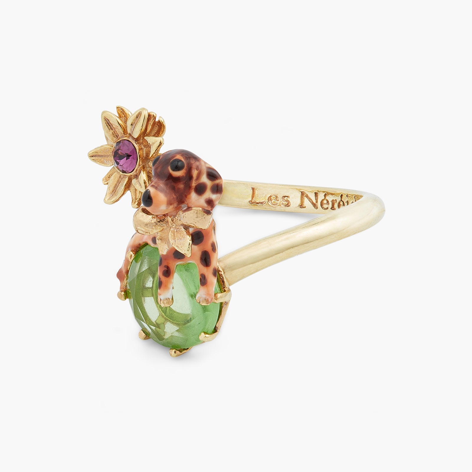Dachshund And Stone Adjustable Ring | ASLA6021 - Les Nereides