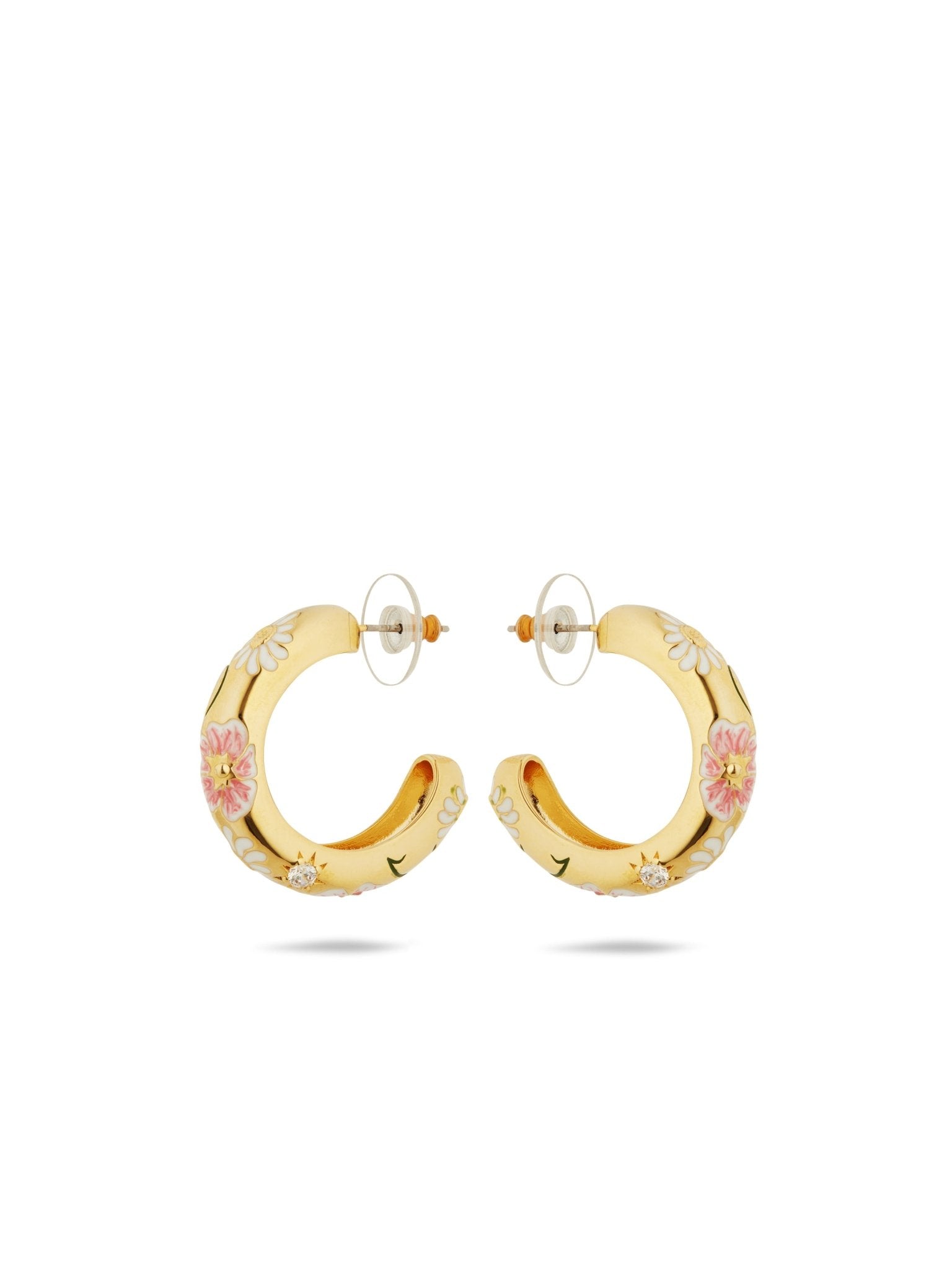 Daisy And Pansy Flower Hoop Earrings | AUPS1041 - Les Nereides