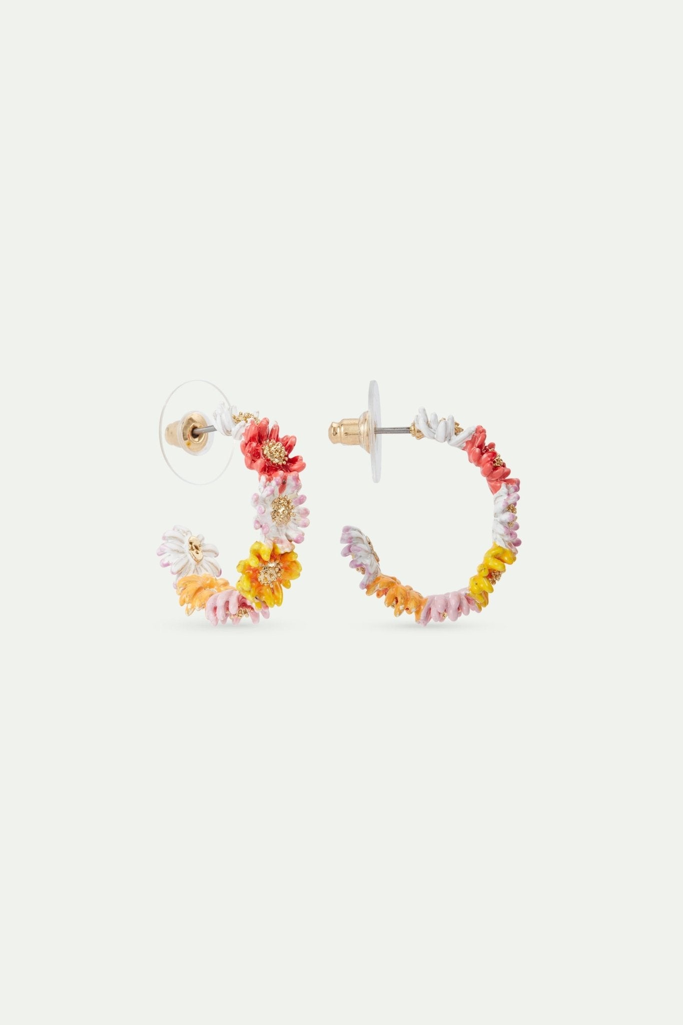 Daisy and zinnia crown hoop earrings | AVFR1041 - Les Nereides