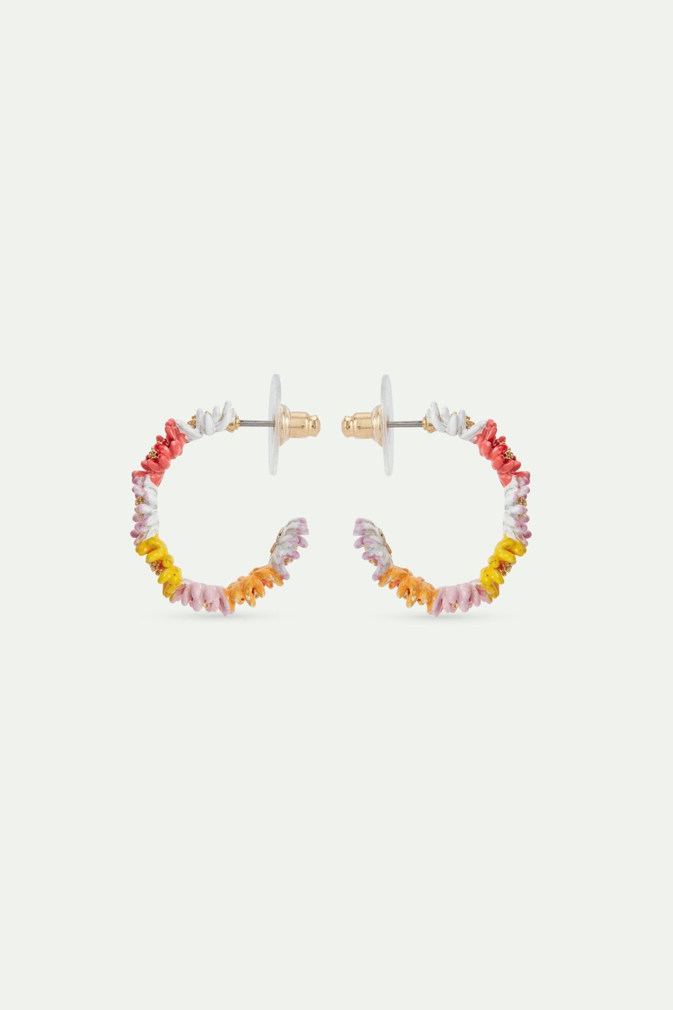 Daisy and zinnia crown hoop earrings | AVFR1041 - Les Nereides