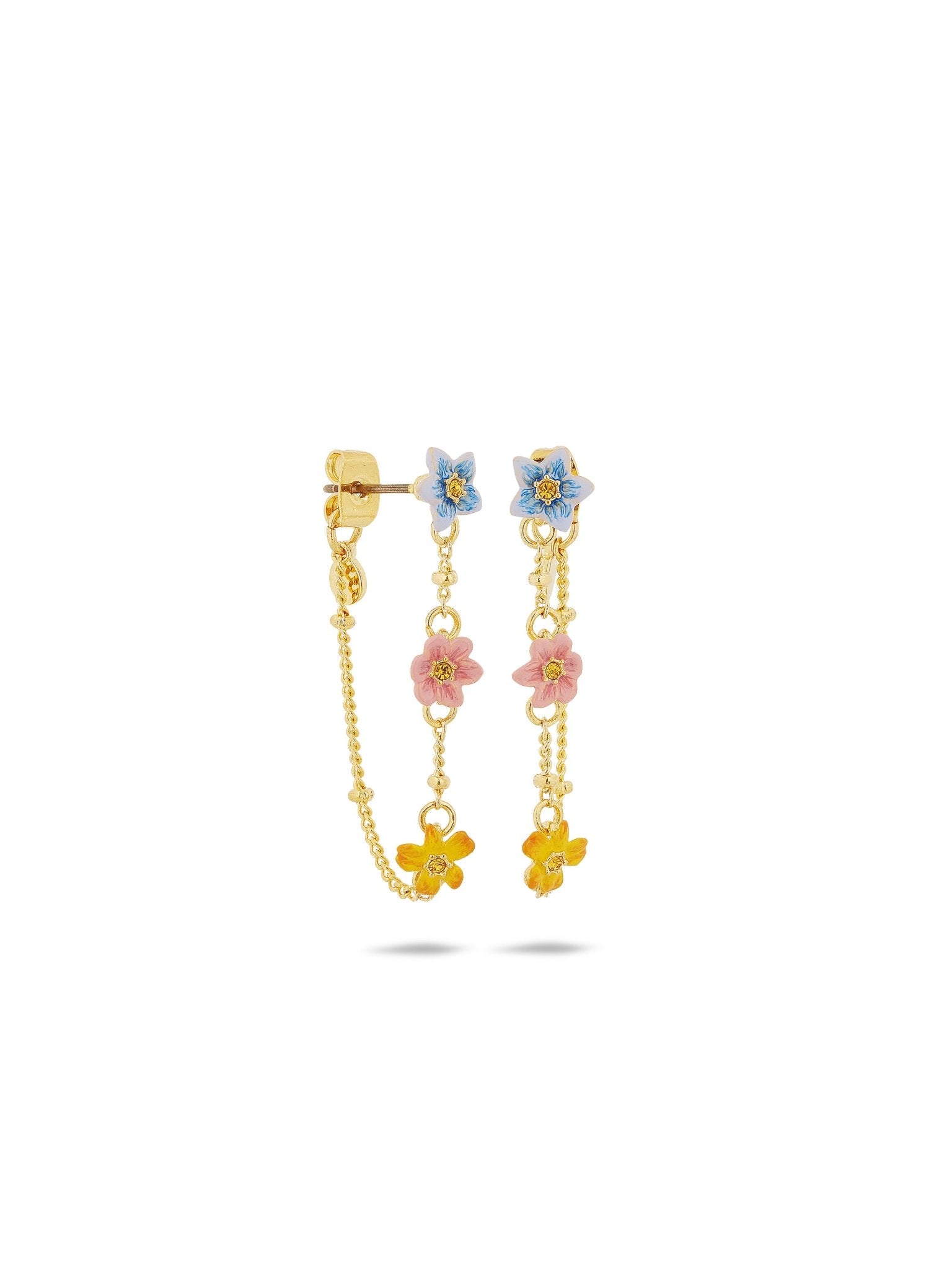 Dangle Earrings With 3 Colourful Jasmine Flowers | AUTR1051 - Les Nereides