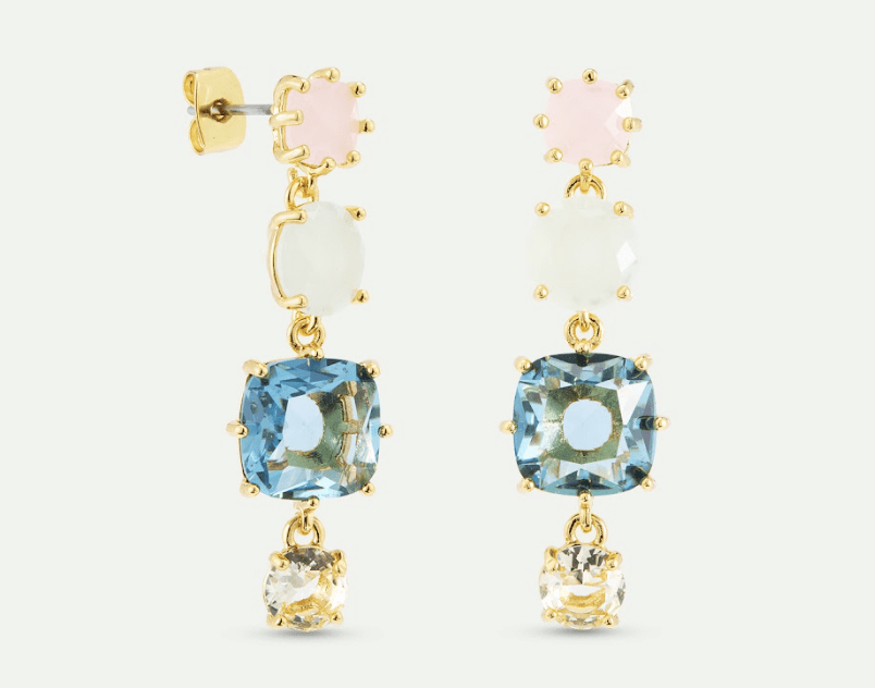 Diamantine Earrings With 4 Acqua Azzura Stones | AXLD1203 - Les Nereides