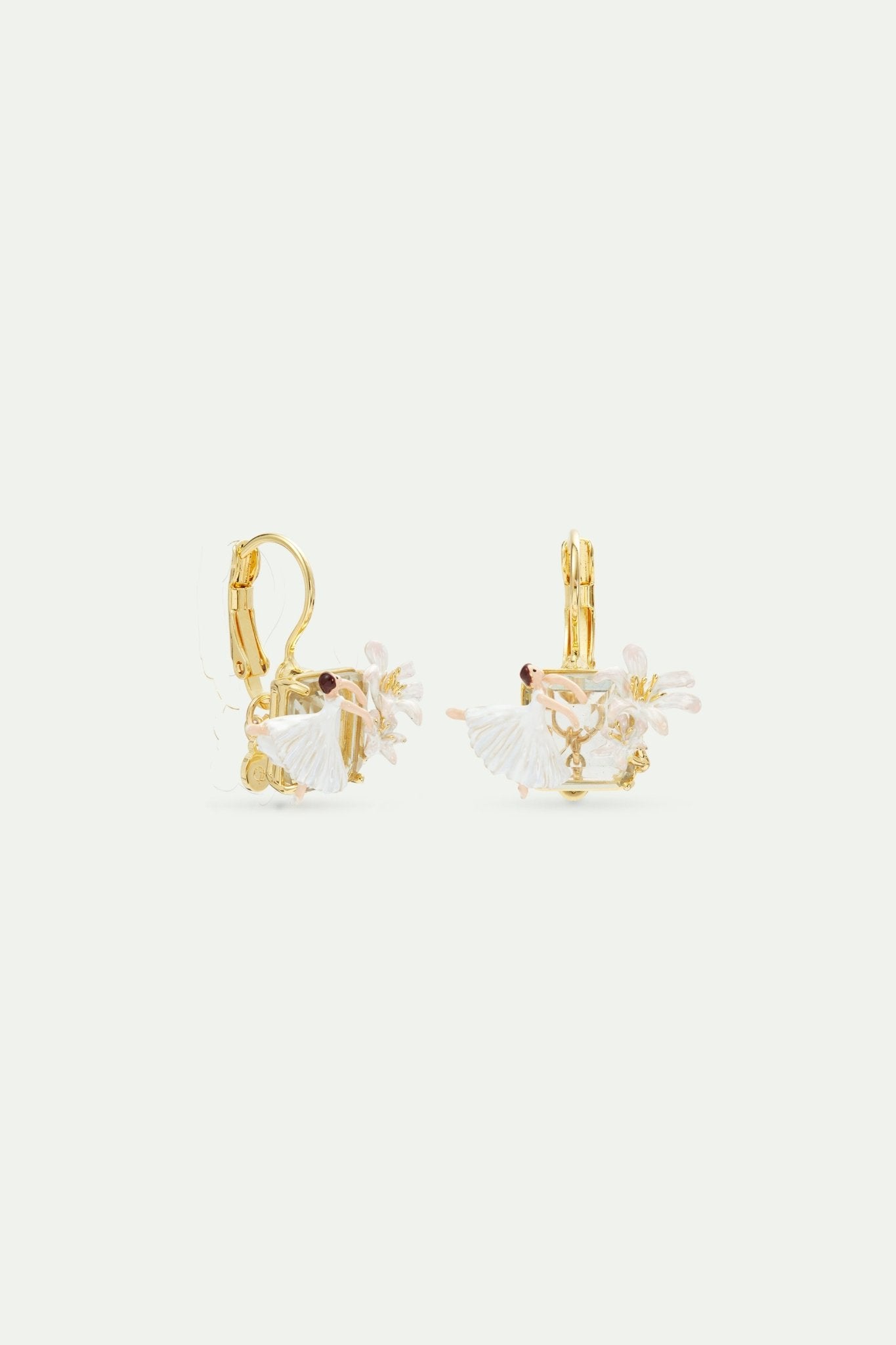 earrings, faceted stone, Ballerina and white lily | AVOP1011 - Les Nereides