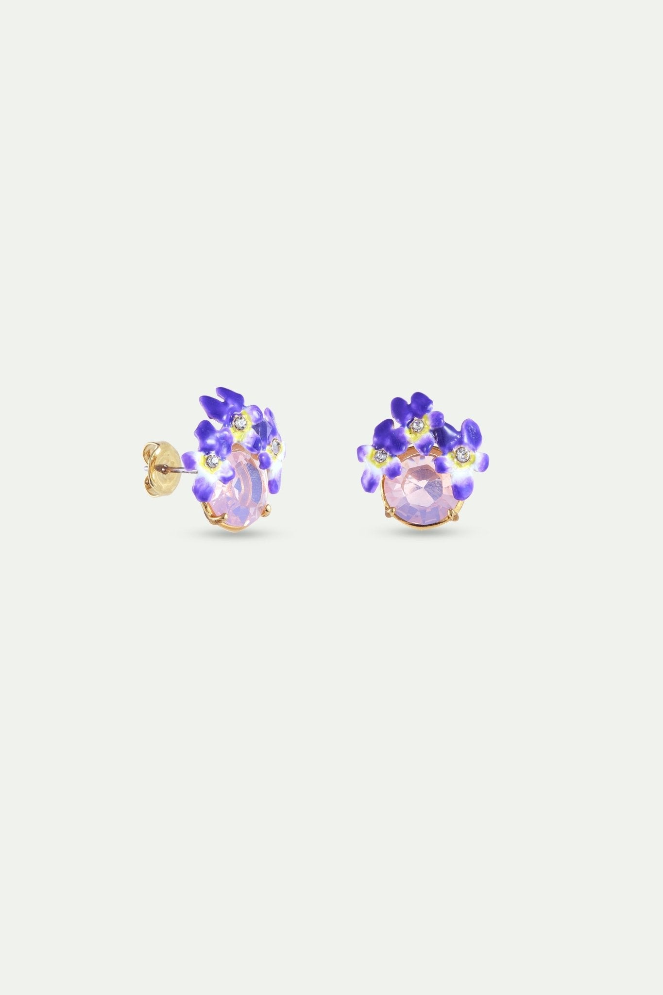 Earrings With Round Pink And Purple Faceted Stones | AYCV1021 - Les Nereides
