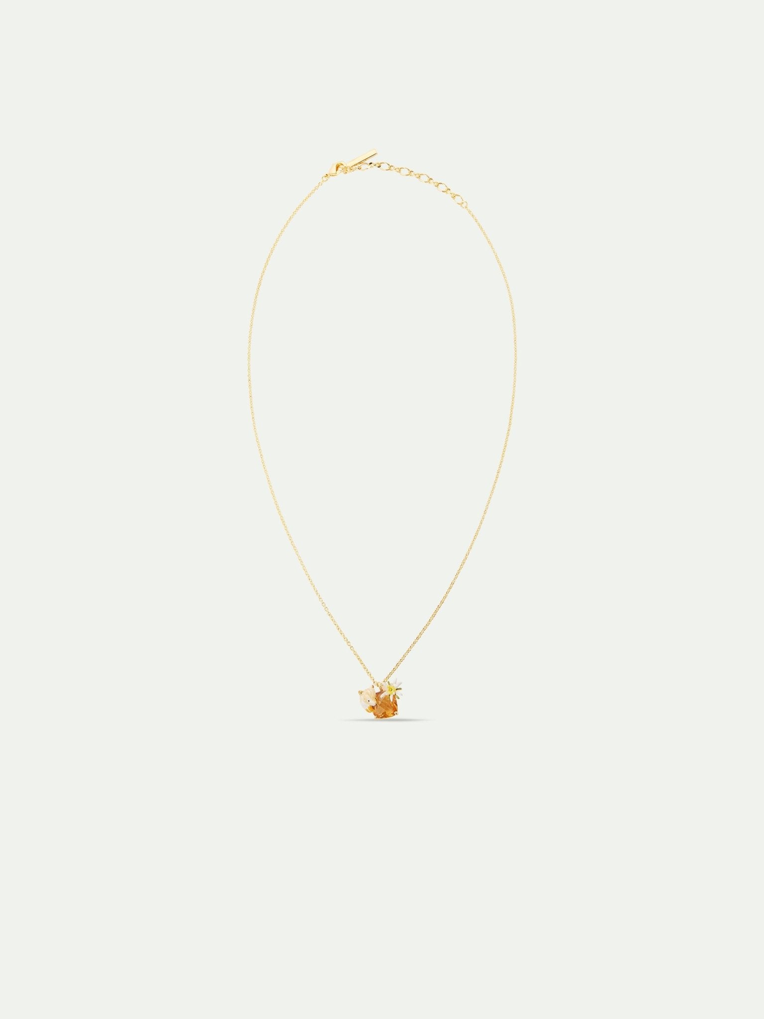 Edelweiss Flower, Arctic Fox And Faceted Crystal Pendant Necklace | AULA3051 - Les Nereides