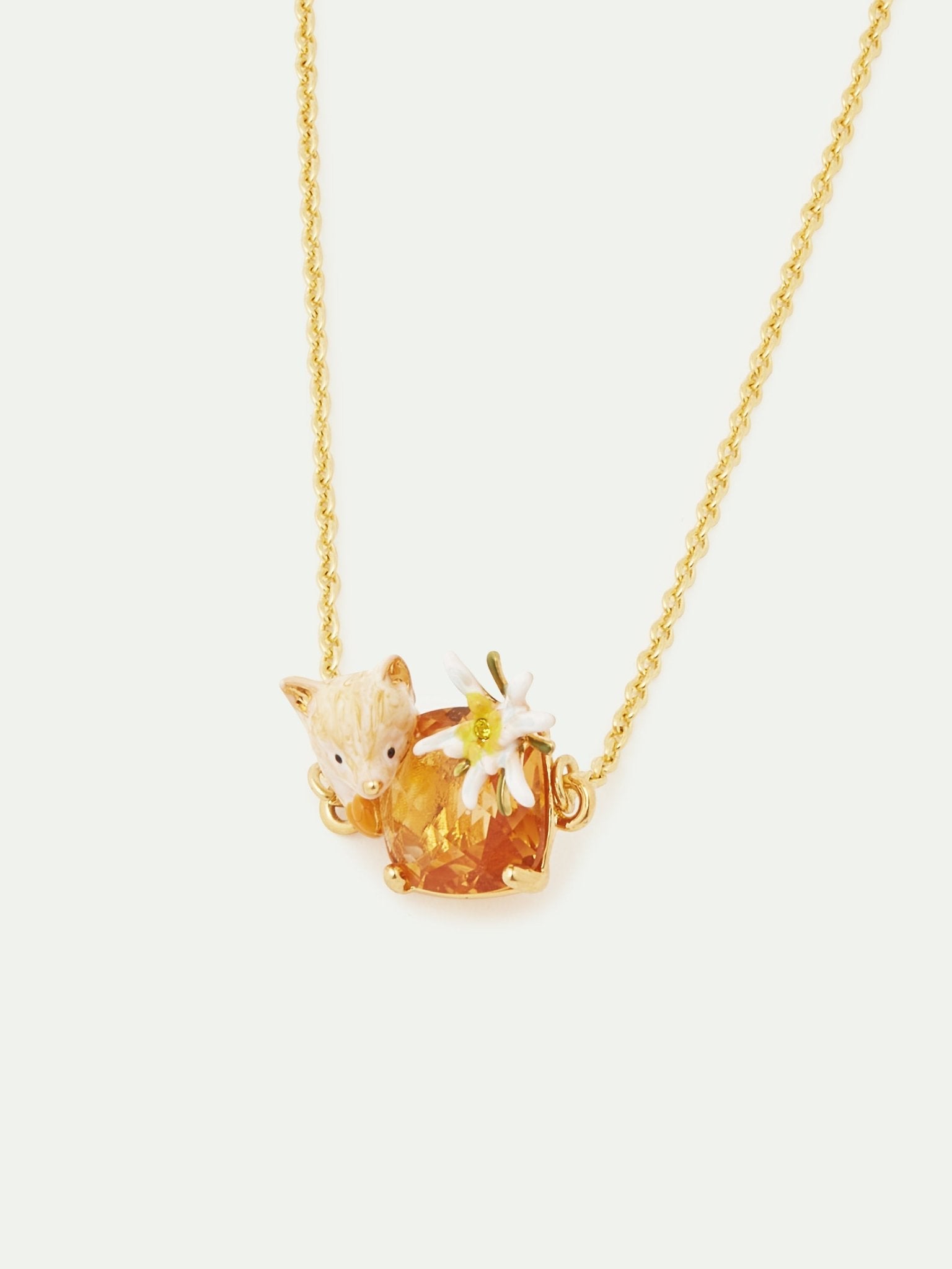 Edelweiss Flower, Arctic Fox And Faceted Crytal Fine Bracelet | AULA2011 - Les Nereides