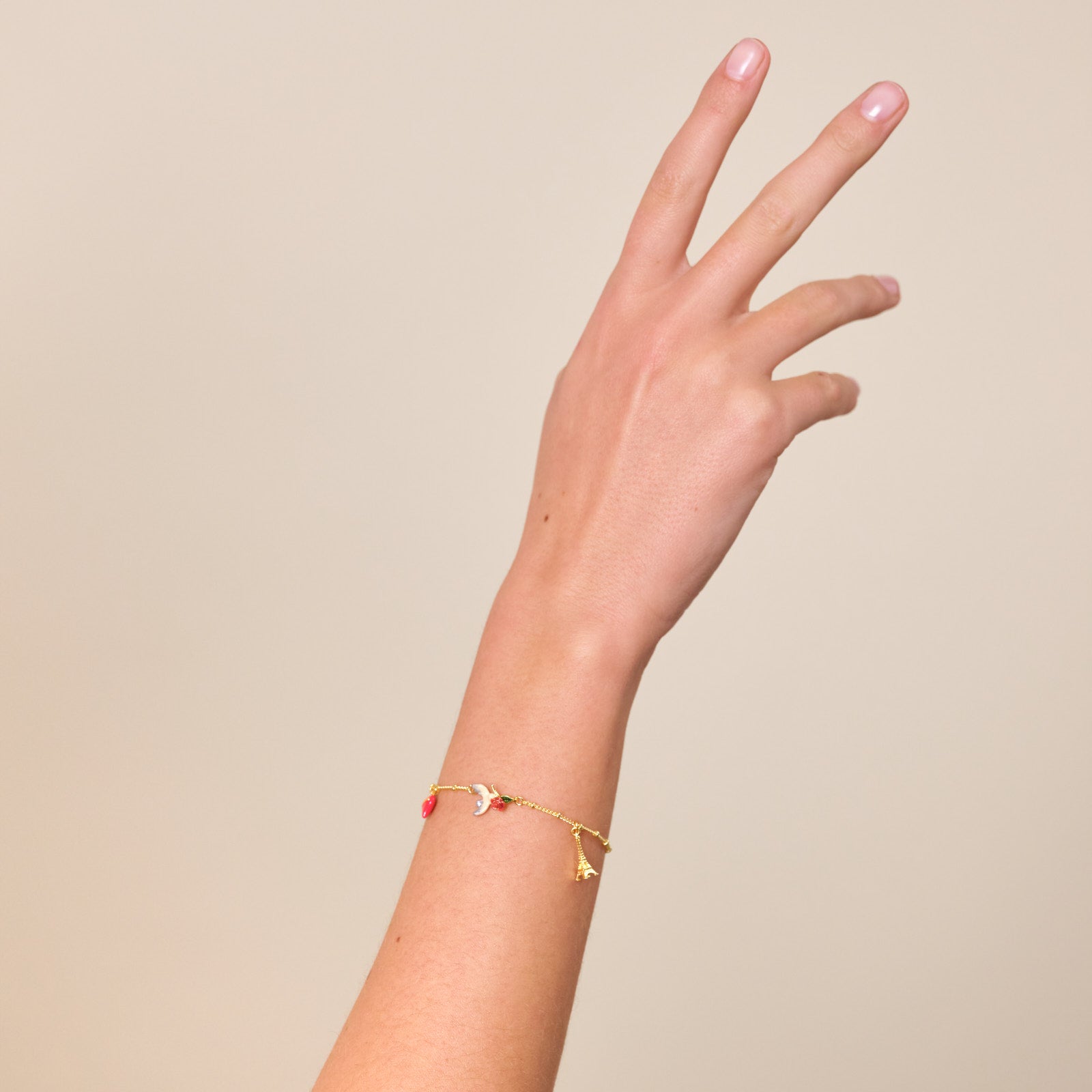 Eiffel Tower, Heart, Sparrow And Rose Fine Bracelet | ATPA2021 - Les Nereides