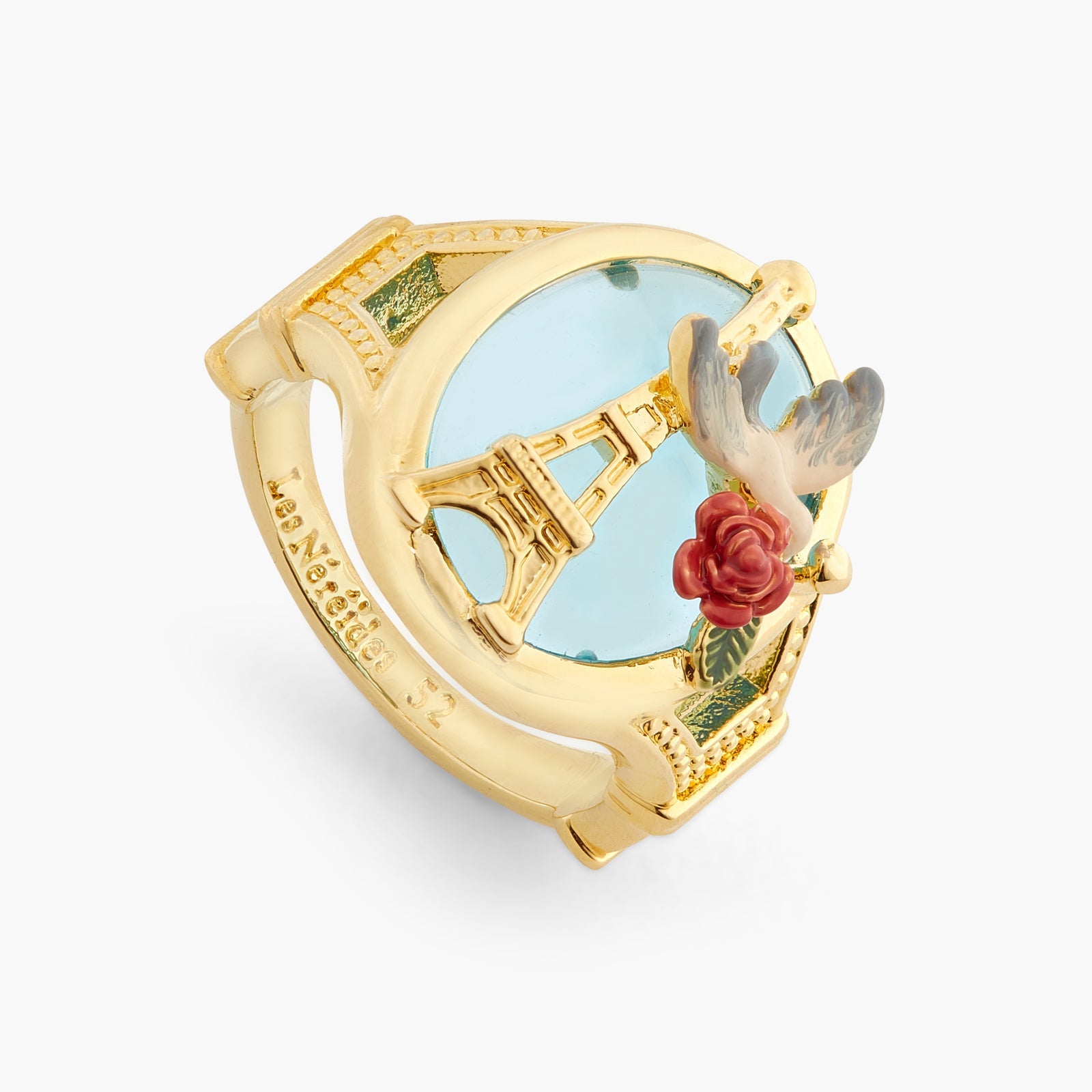 Eiffel Tower, Sparrow And Rose Cocktail Ring | ATPA6011 - Les Nereides