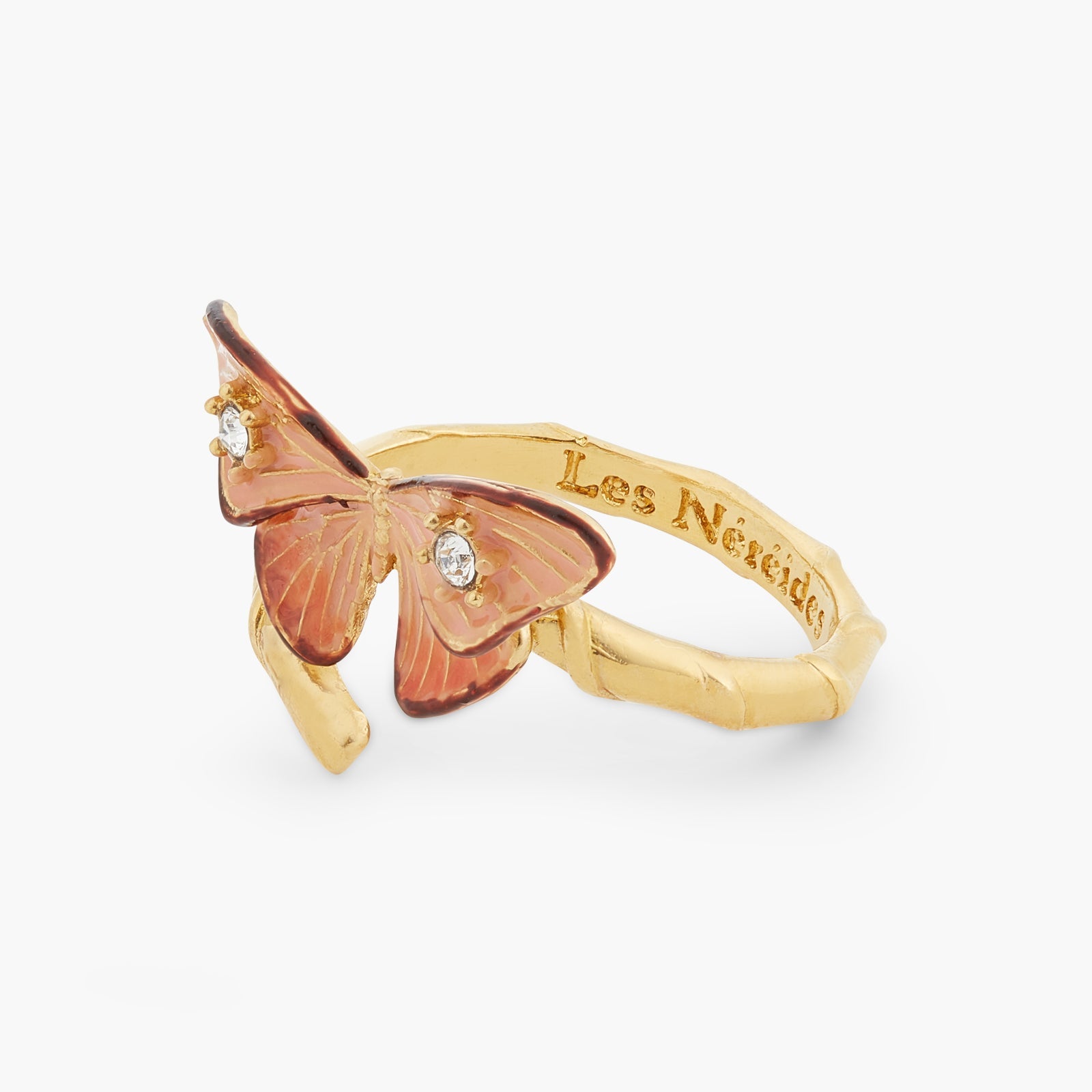 Enamelled Butterfly And Cut Crystal Stone Adjustable Ring | ATLA6011 - Les Nereides
