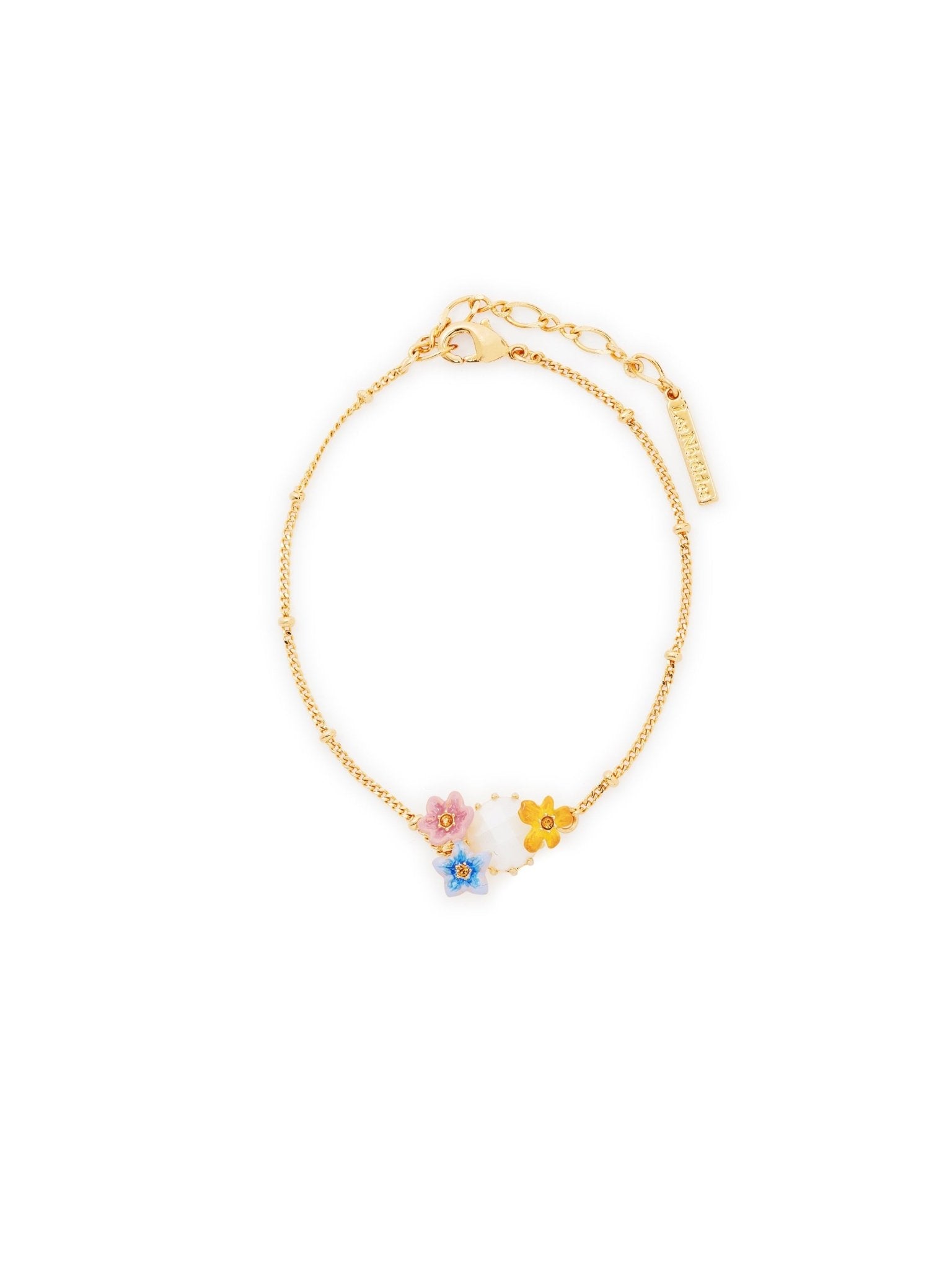 Faceted Crystal And 3 Coloured Jasmine Flowers Fine Bracelet | AUTR2021 - Les Nereides
