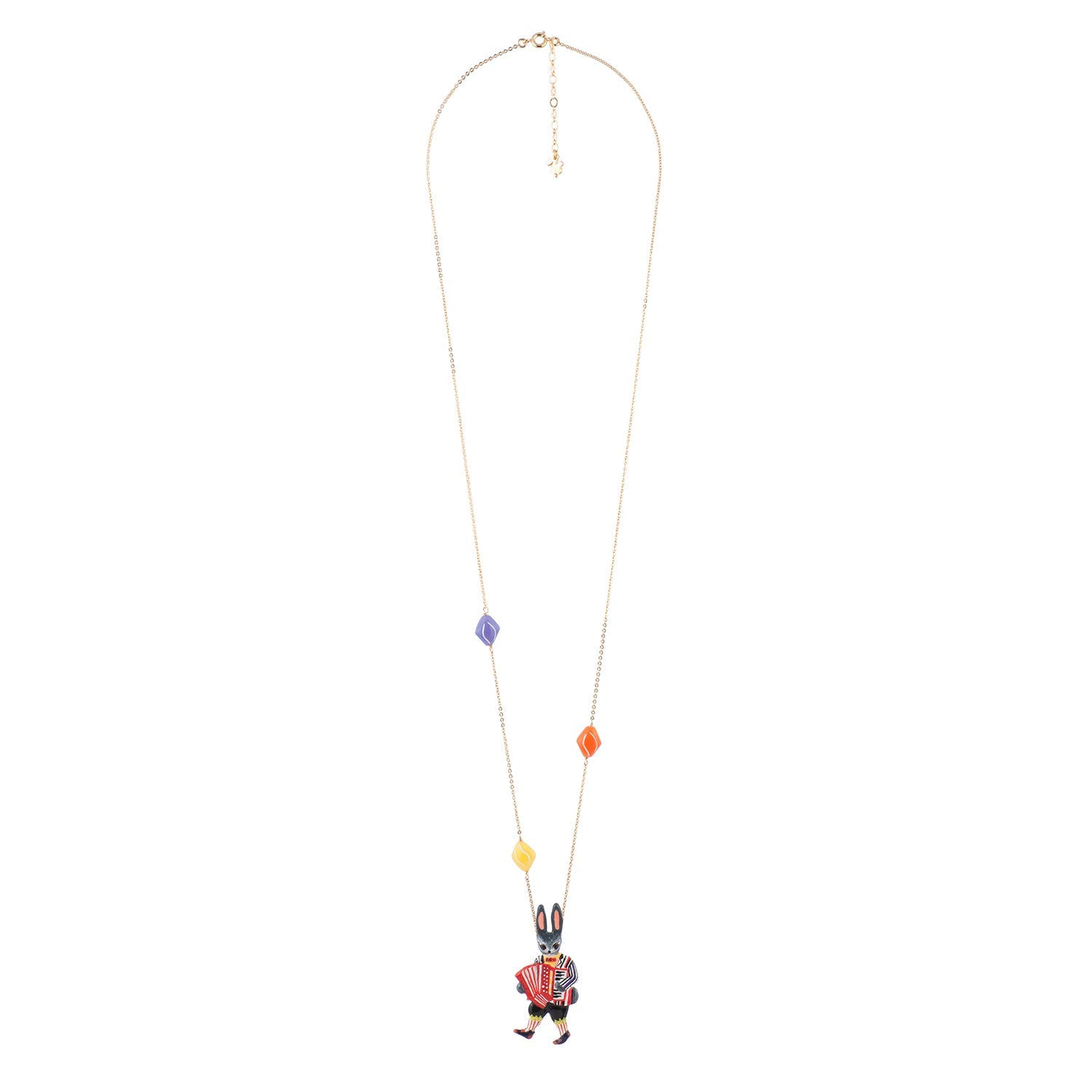 Fanfare Large Rabbit Playing Theé Accordion Necklace | ACFF3151 - Les Nereides