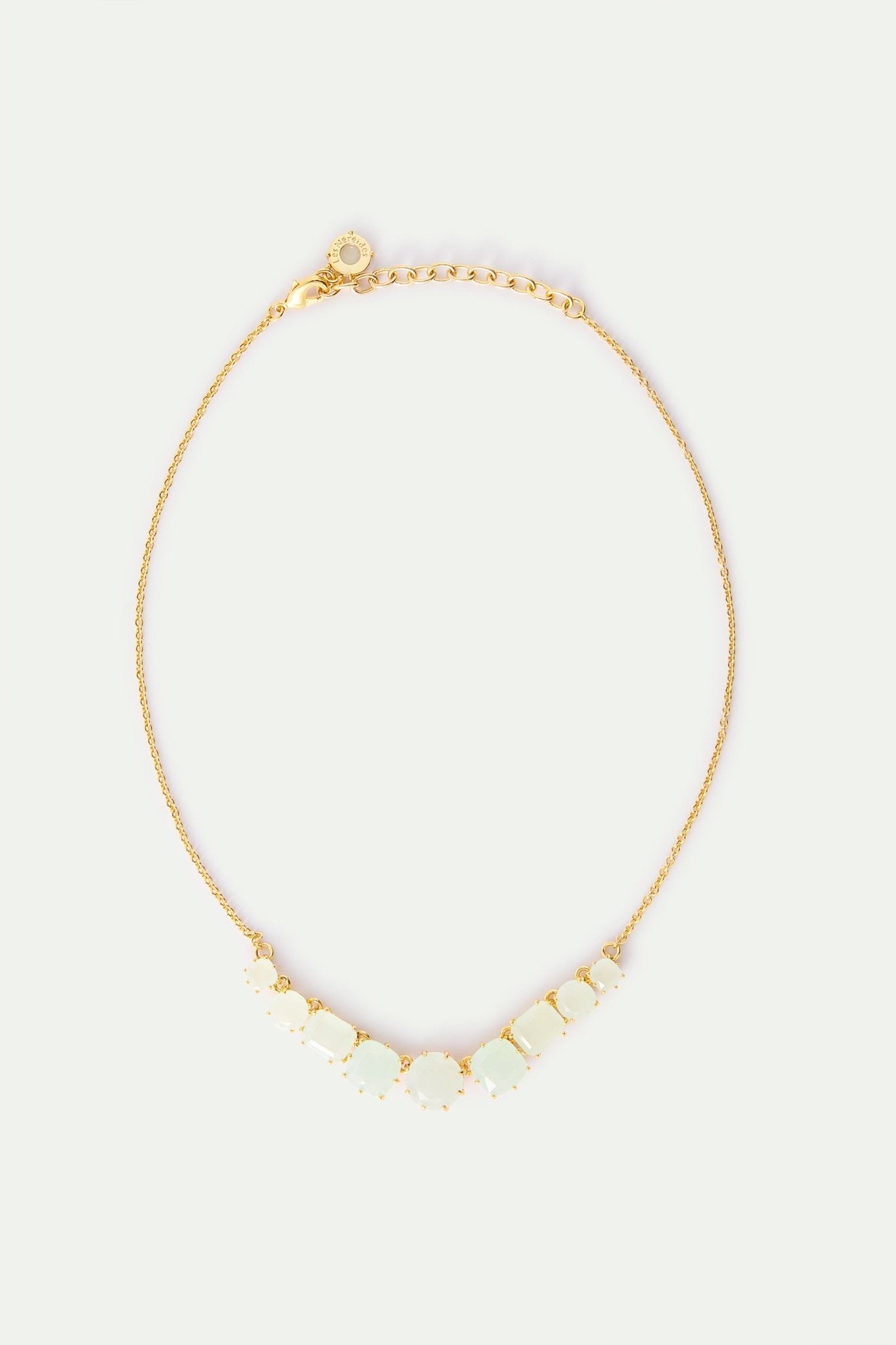 Fine Diamantine Necklace With 9 Sea Green Stones | AXLD3602 - Les Nereides