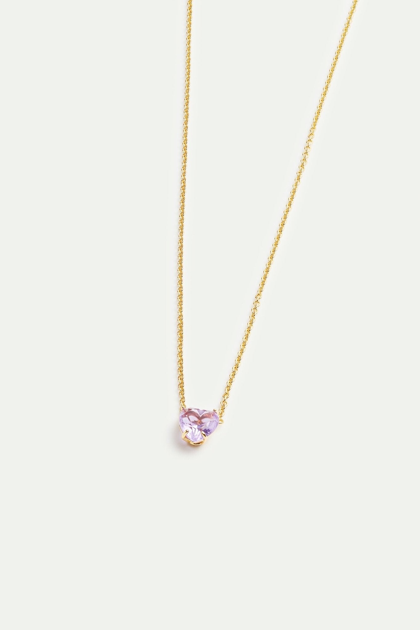 Fine lavender diamantine heart - shaped stone necklace | AVLD3531 - Les Nereides