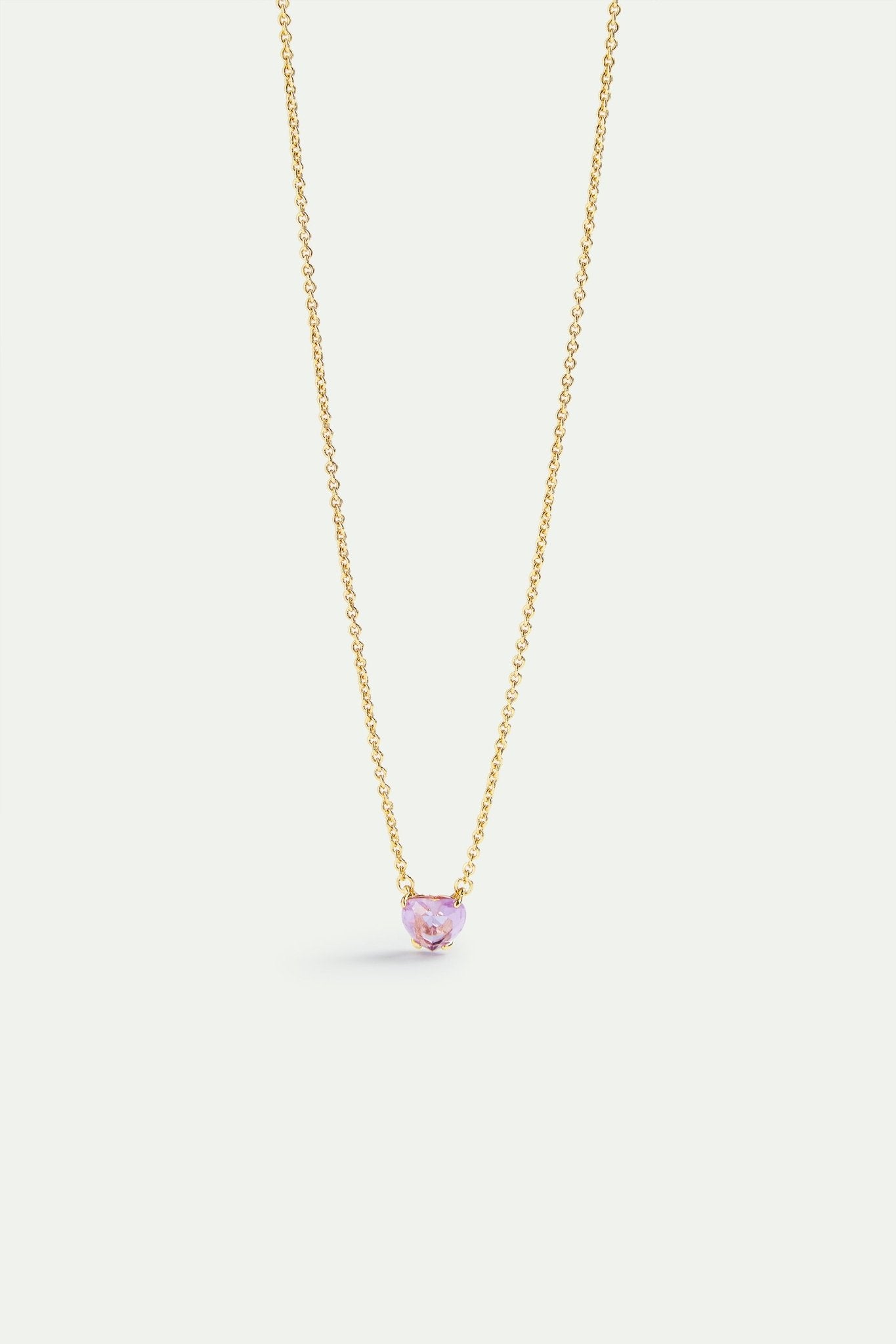 Fine lavender diamantine heart - shaped stone necklace | AVLD3531 - Les Nereides