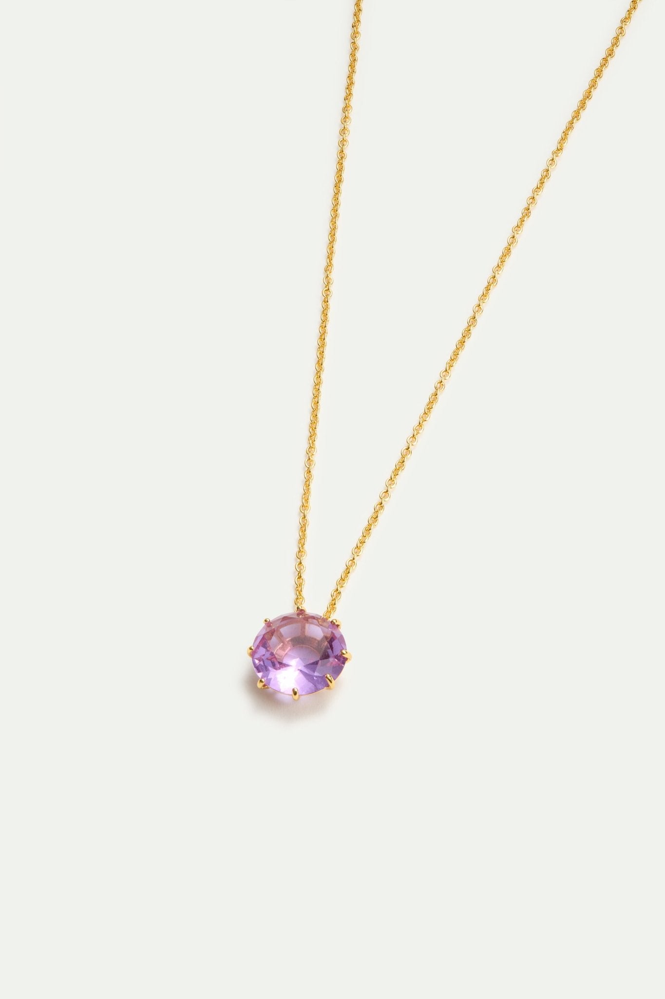 Fine Lavender diamantine round stone necklace | AVLD3331 - Les Nereides