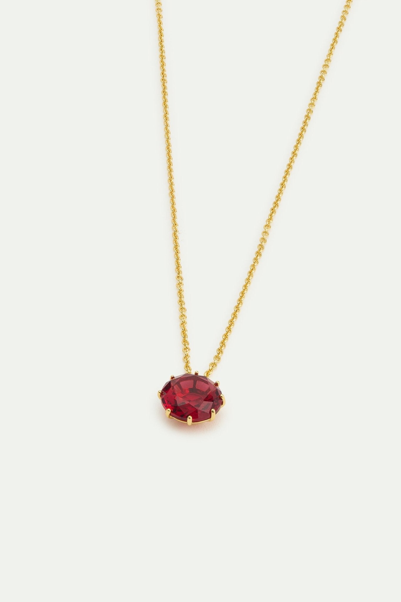 Fine Necklace With Dark Pink Round Stone | AWLD3331 - Les Nereides