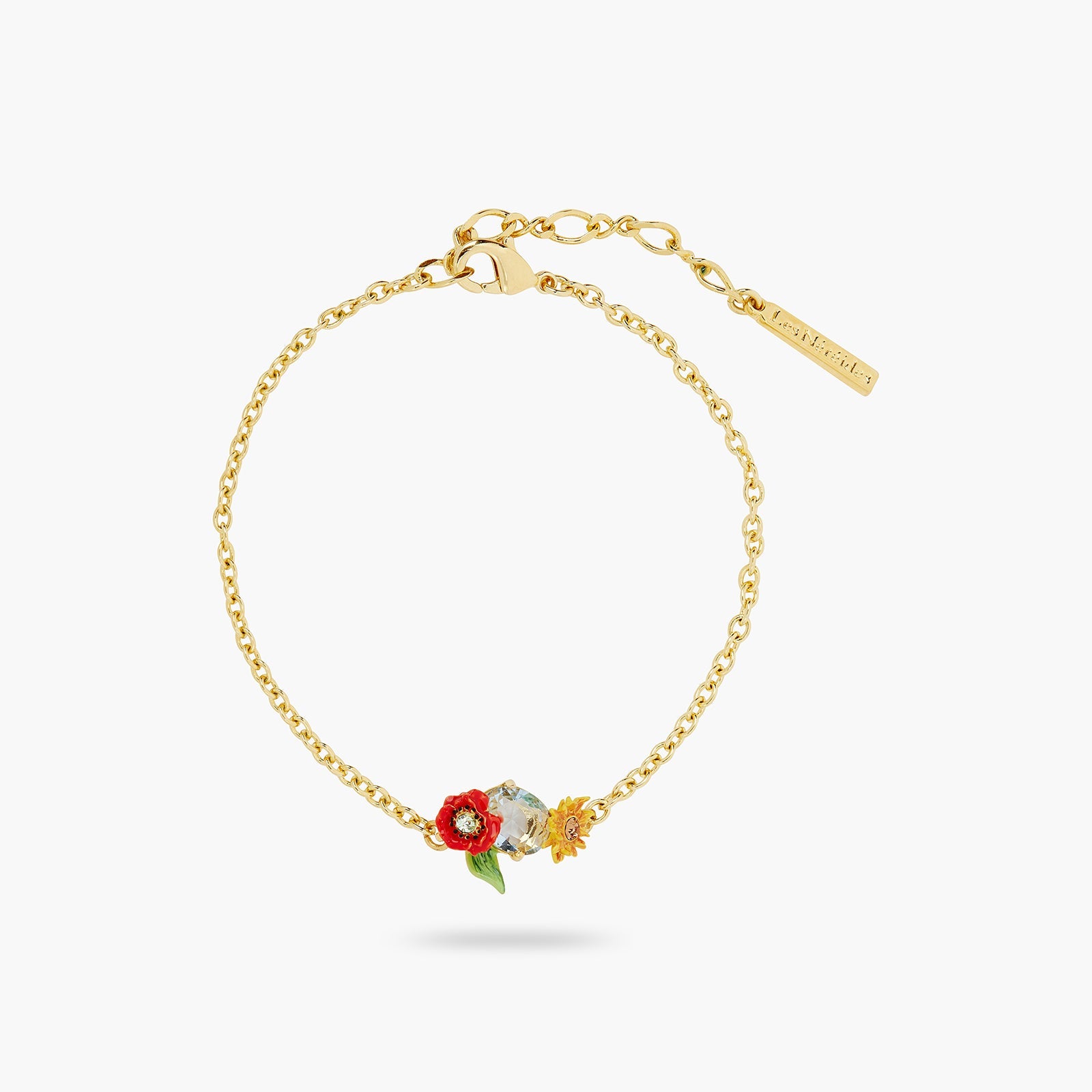 Fine Poppy, Sunflower And Blue Cut Crystal Stone Bracelet | ATPO2021 - Les Nereides