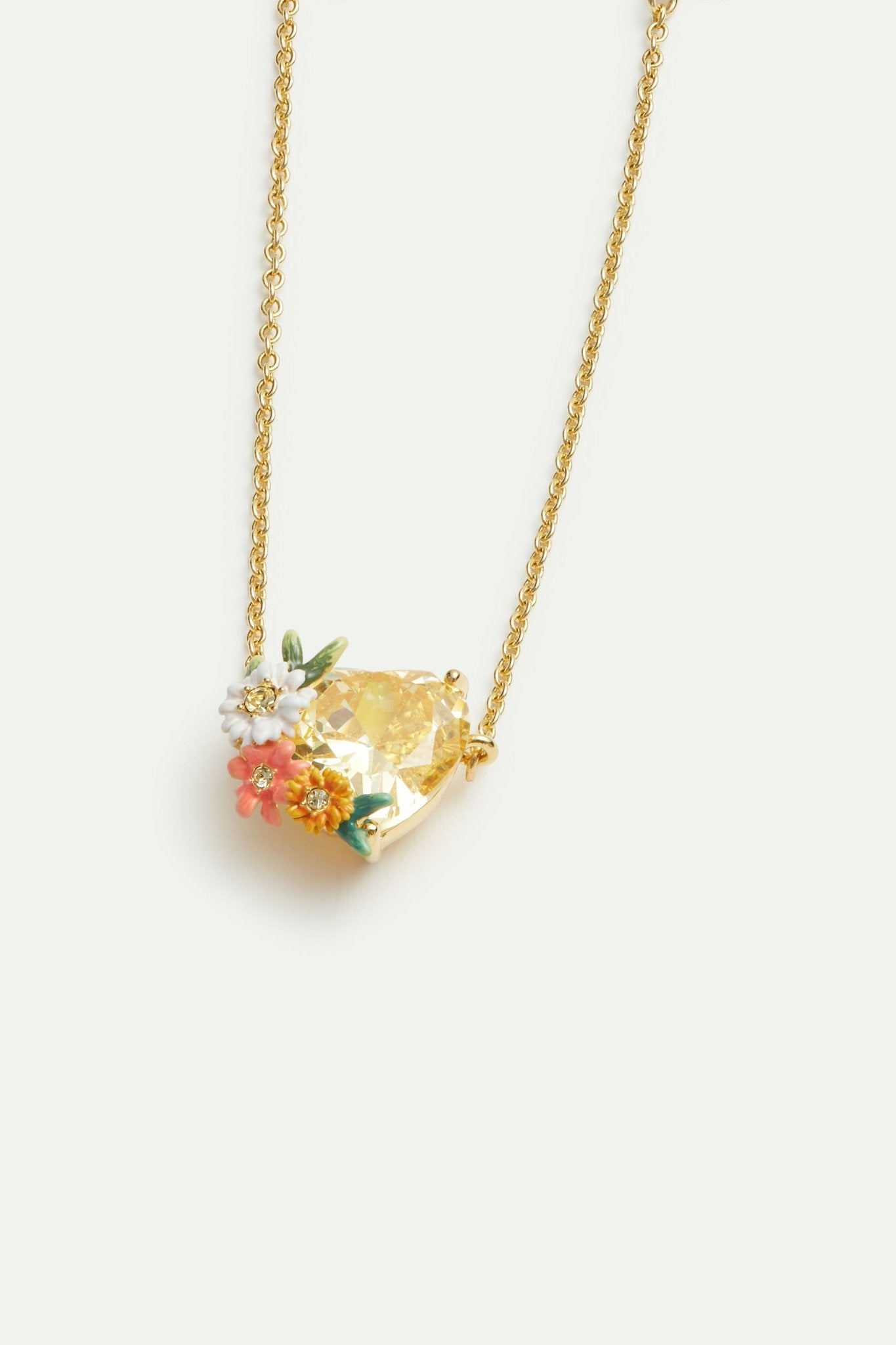 Fine yellow heart bracelet with zinnias and daisies | AVJC2041 - Les Nereides