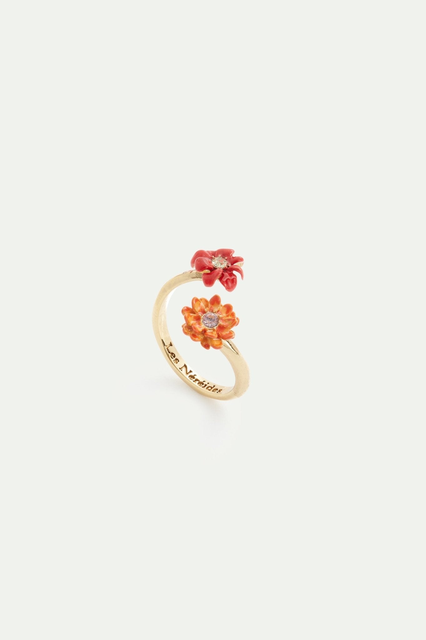 Flower and crystal adjustable ring | AVFR6021 - Les Nereides