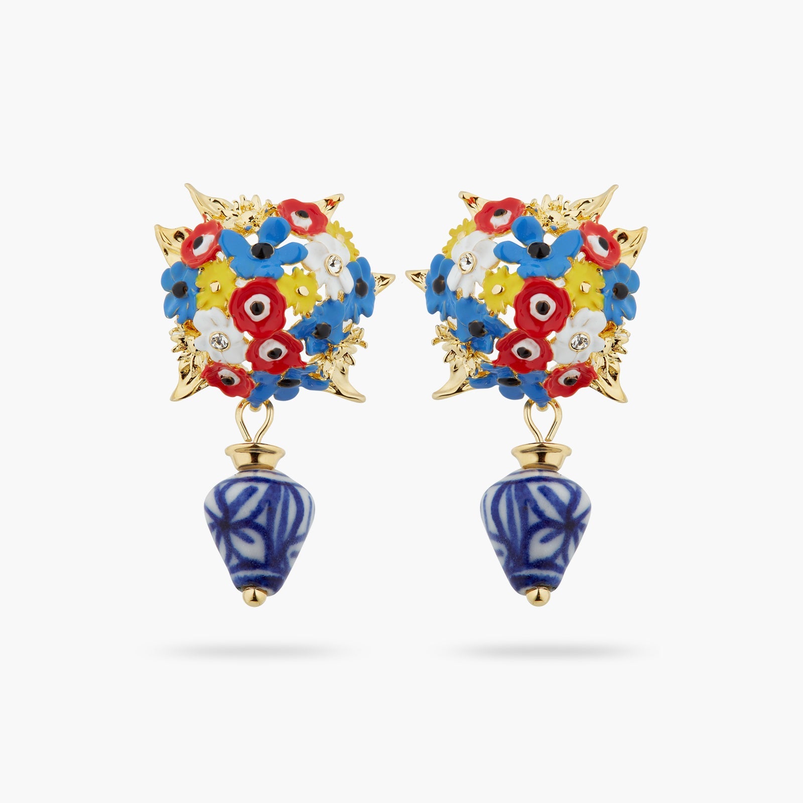 Flower Bouquet And Ceramic Bead Earrings | ATPO1081 - Les Nereides