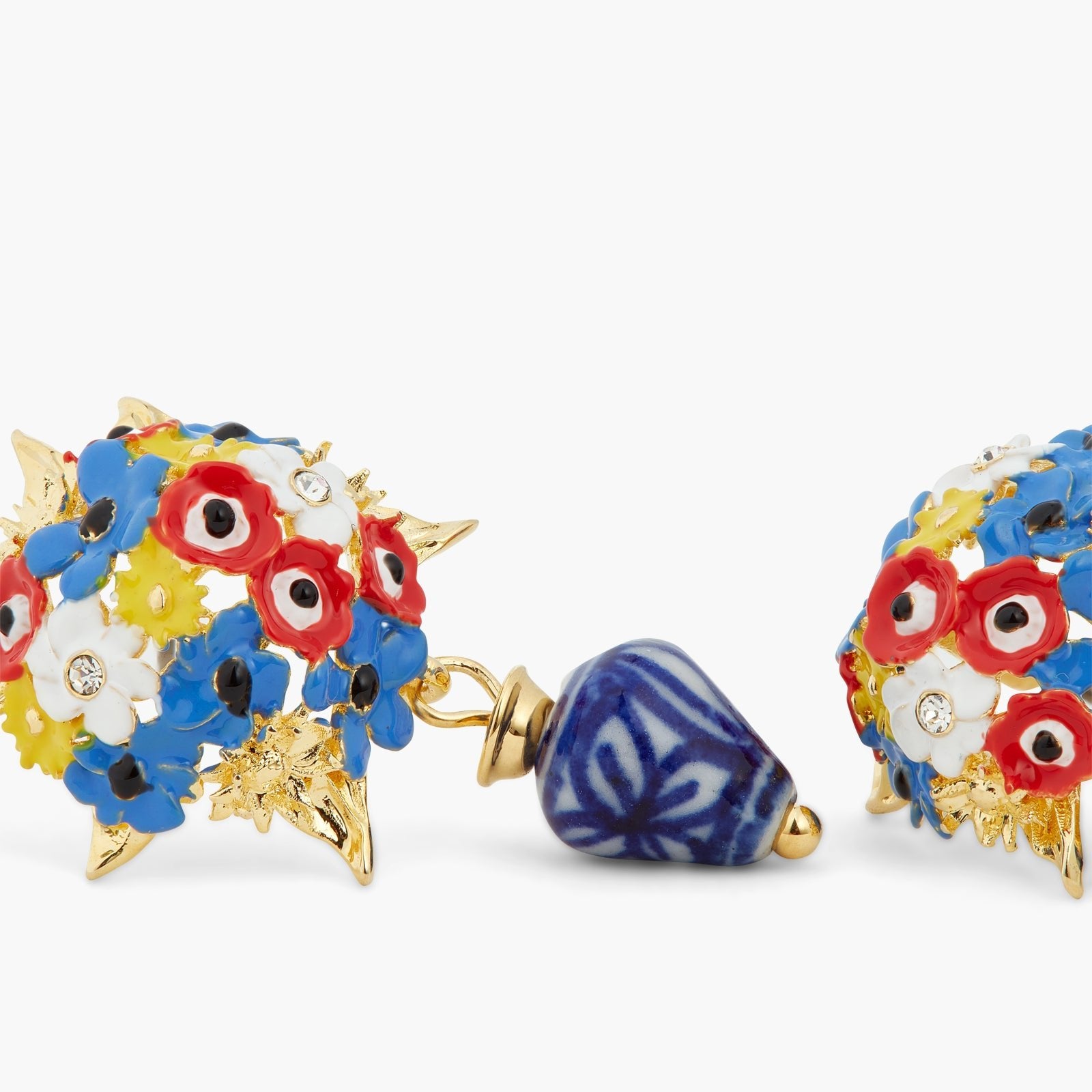 Flower Bouquet And Ceramic Bead Earrings | ATPO1081 - Les Nereides