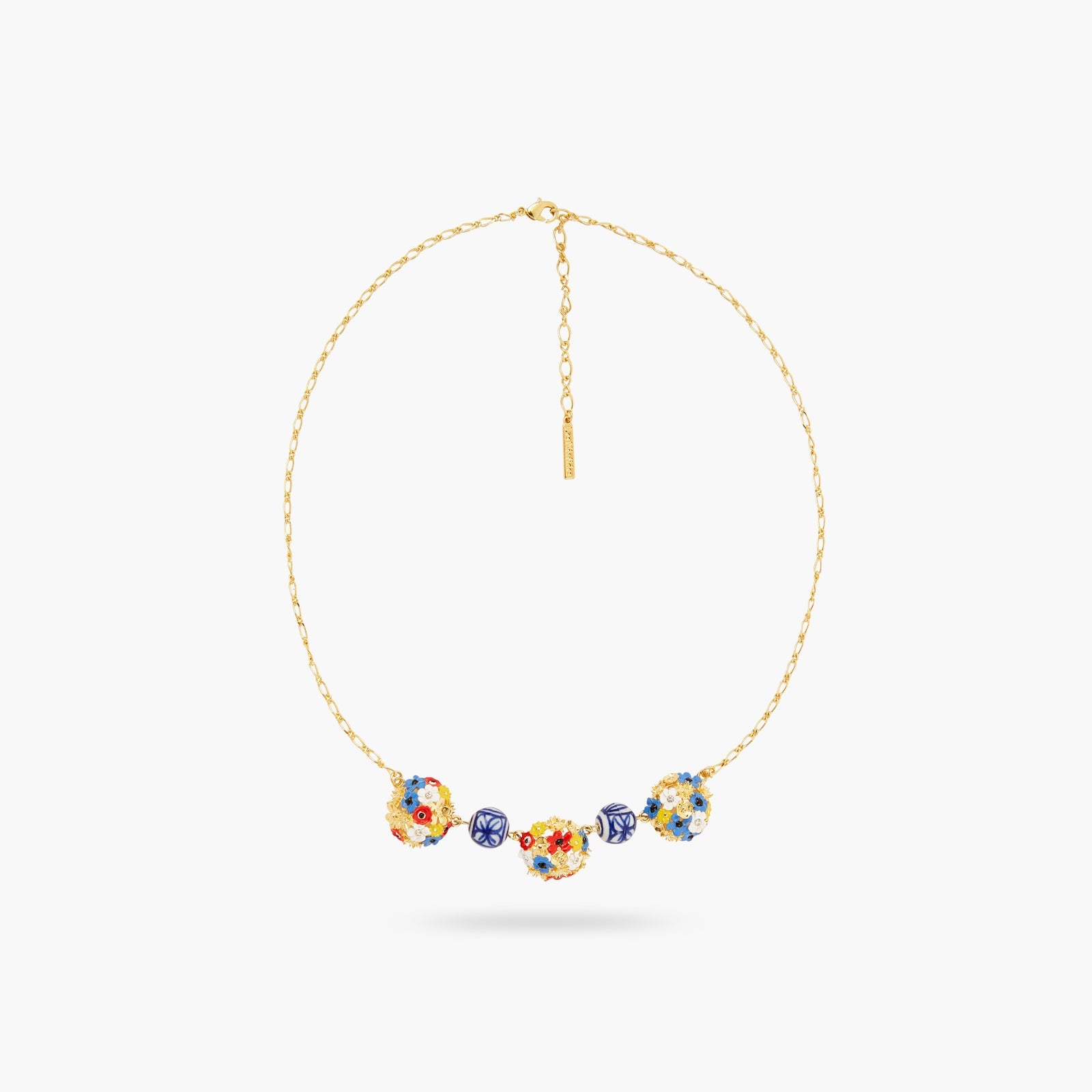 Flower Bouquet And Ceramic Bead Statement Necklace | ATPO3071 - Les Nereides