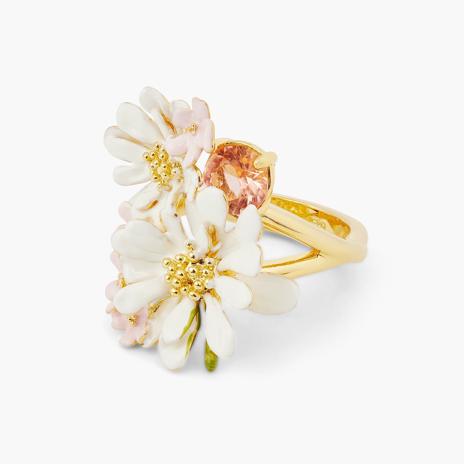 Flower Bouquet And Round Stone Cocktail Ring | ATBP6031 - Les Nereides