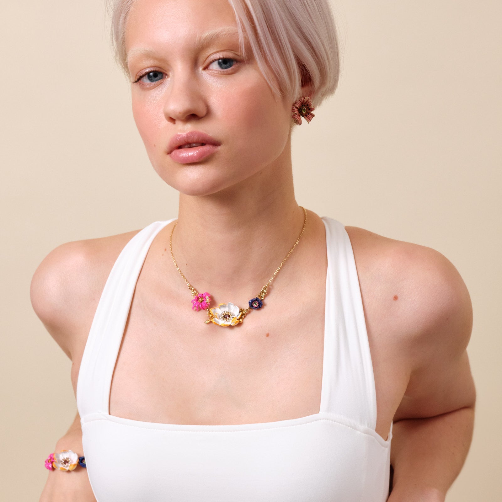 Flower Bouquet Statement Necklace | ATFI3011 - Les Nereides