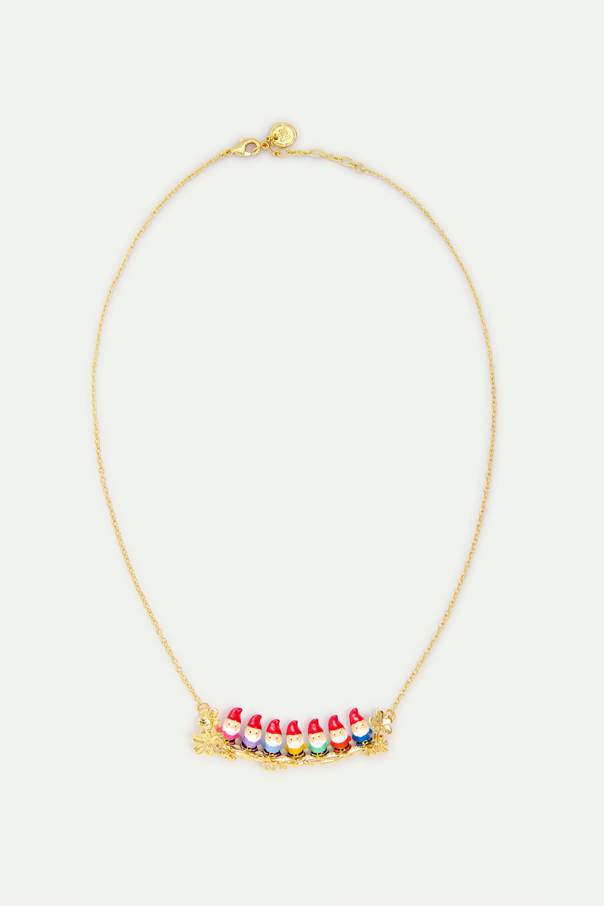 Seven Dwarves And Gold Flower Statement Necklace | AYCN3011