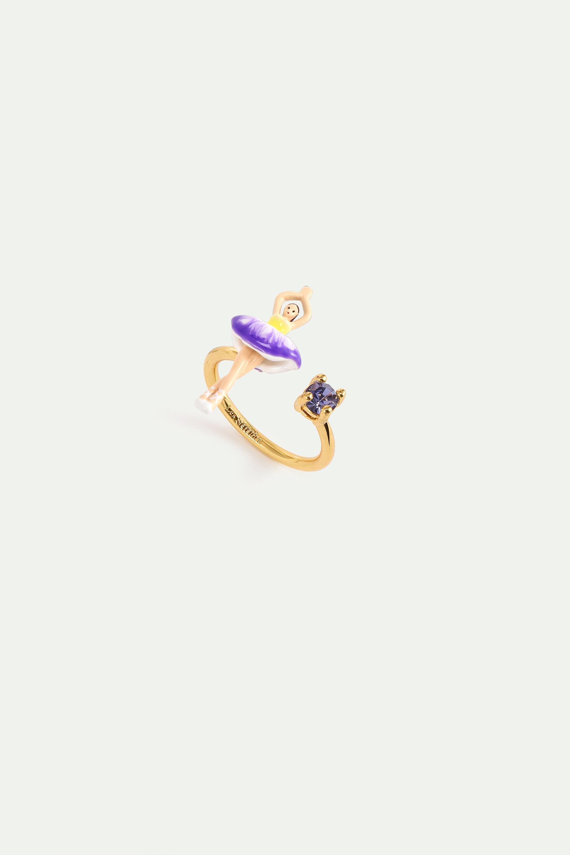 Purple And Yellow Tutu Ballerina Adjustable Ring With Purple Crystals | AYMDD6011