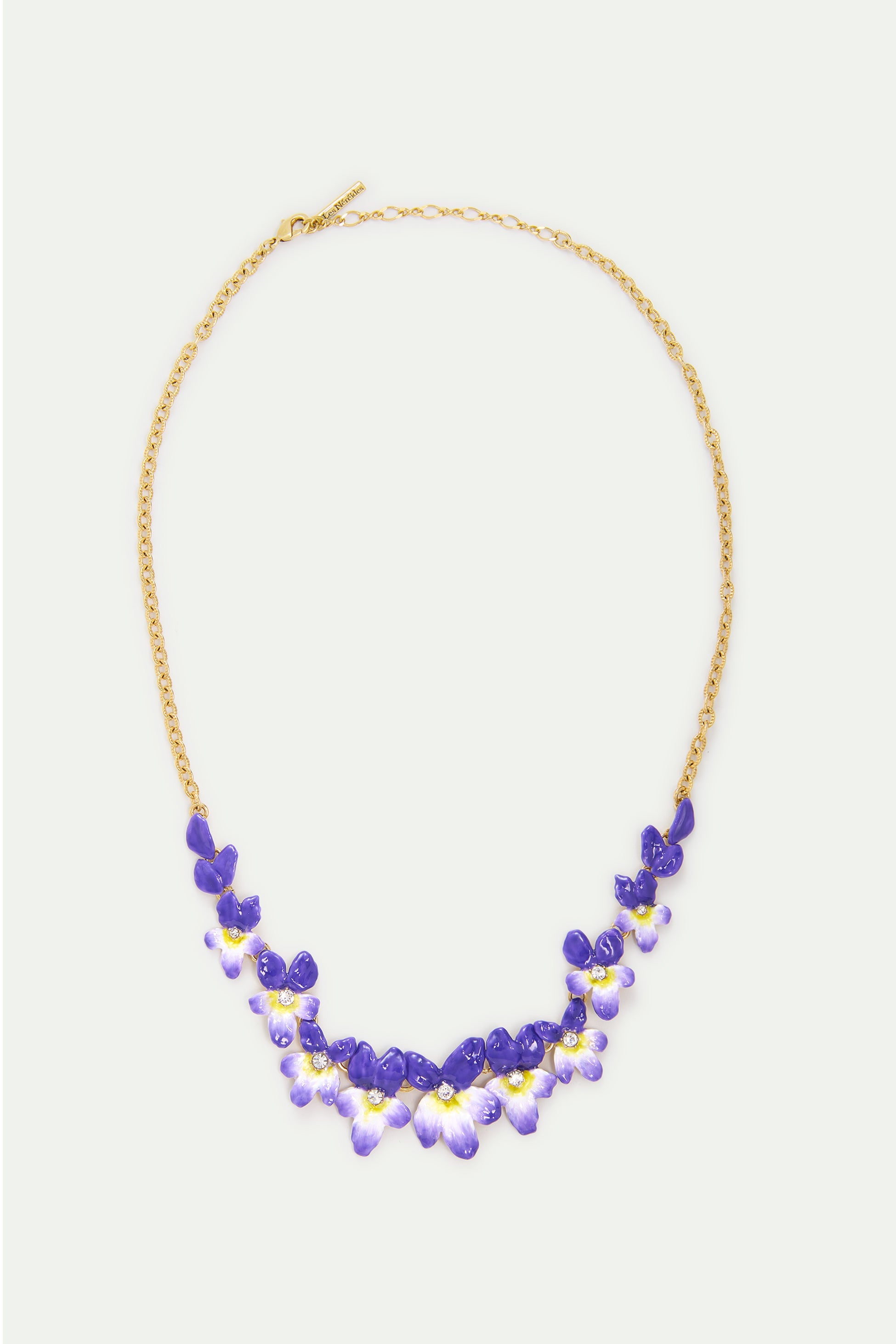 Violets And Faceted Crystal Statement Necklace | AYCV3011
