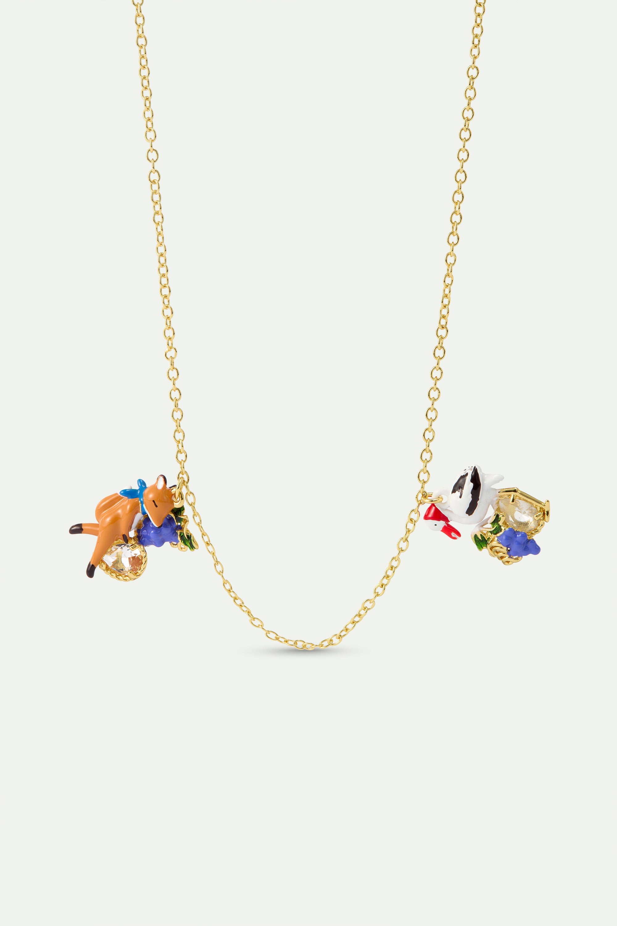 Purple “The Fox And The Stork” Necklace, With Grapes And Faceted Glass | AYFB3031