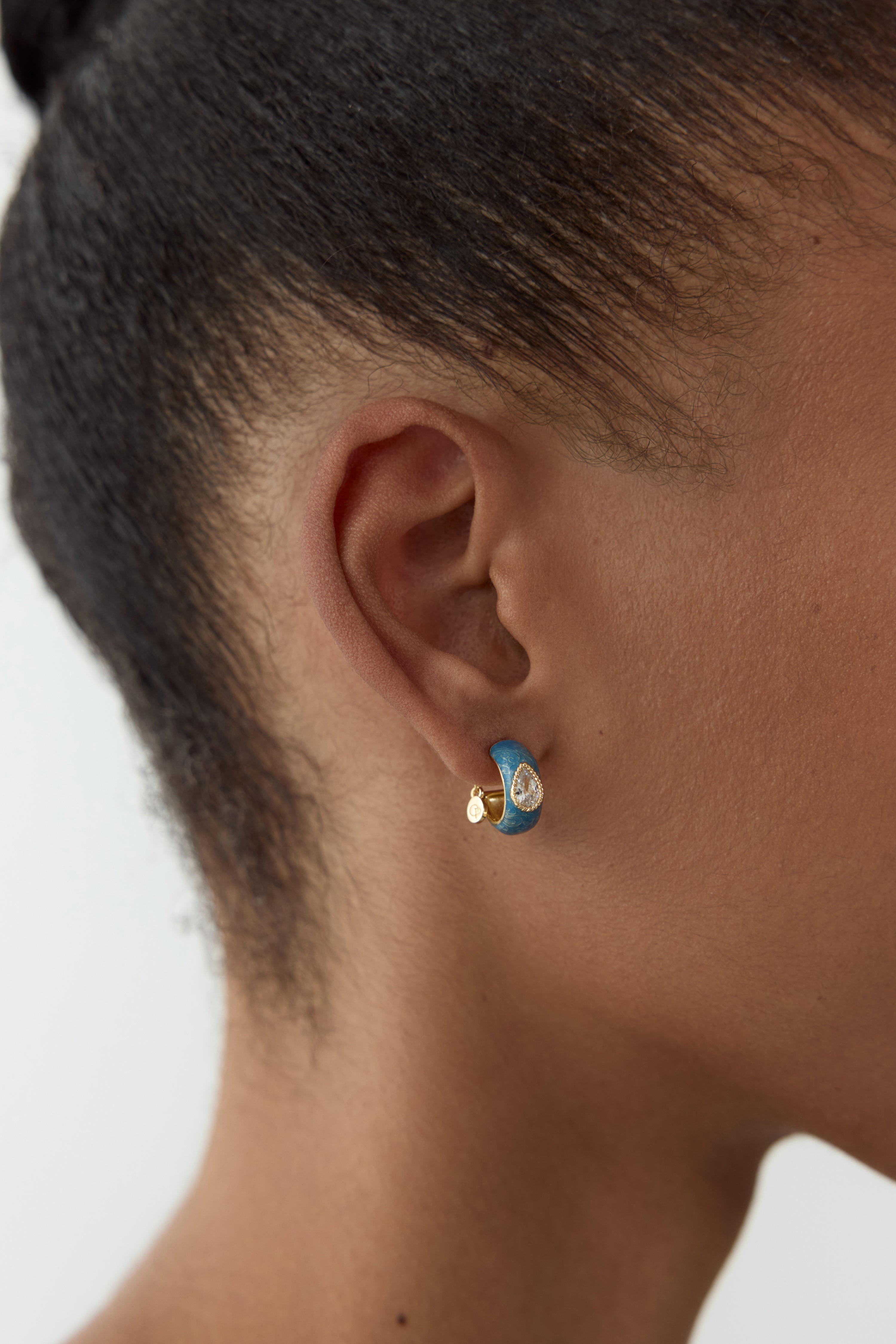 Blue Hoop Earrings With Stones | AYOP1071