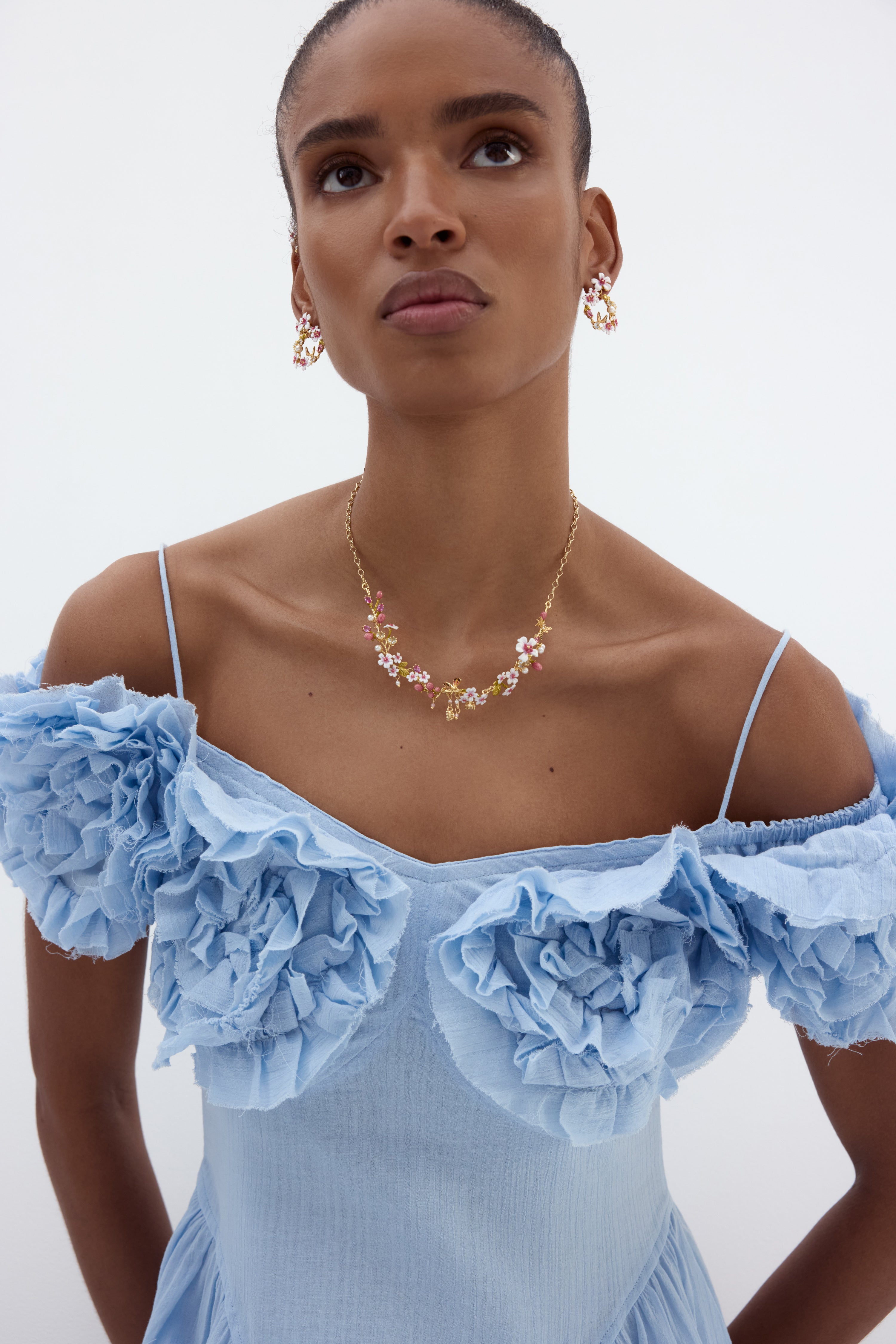 Hawthorn Hoop Earrings, Crystals And Butterfly | AYDF1011