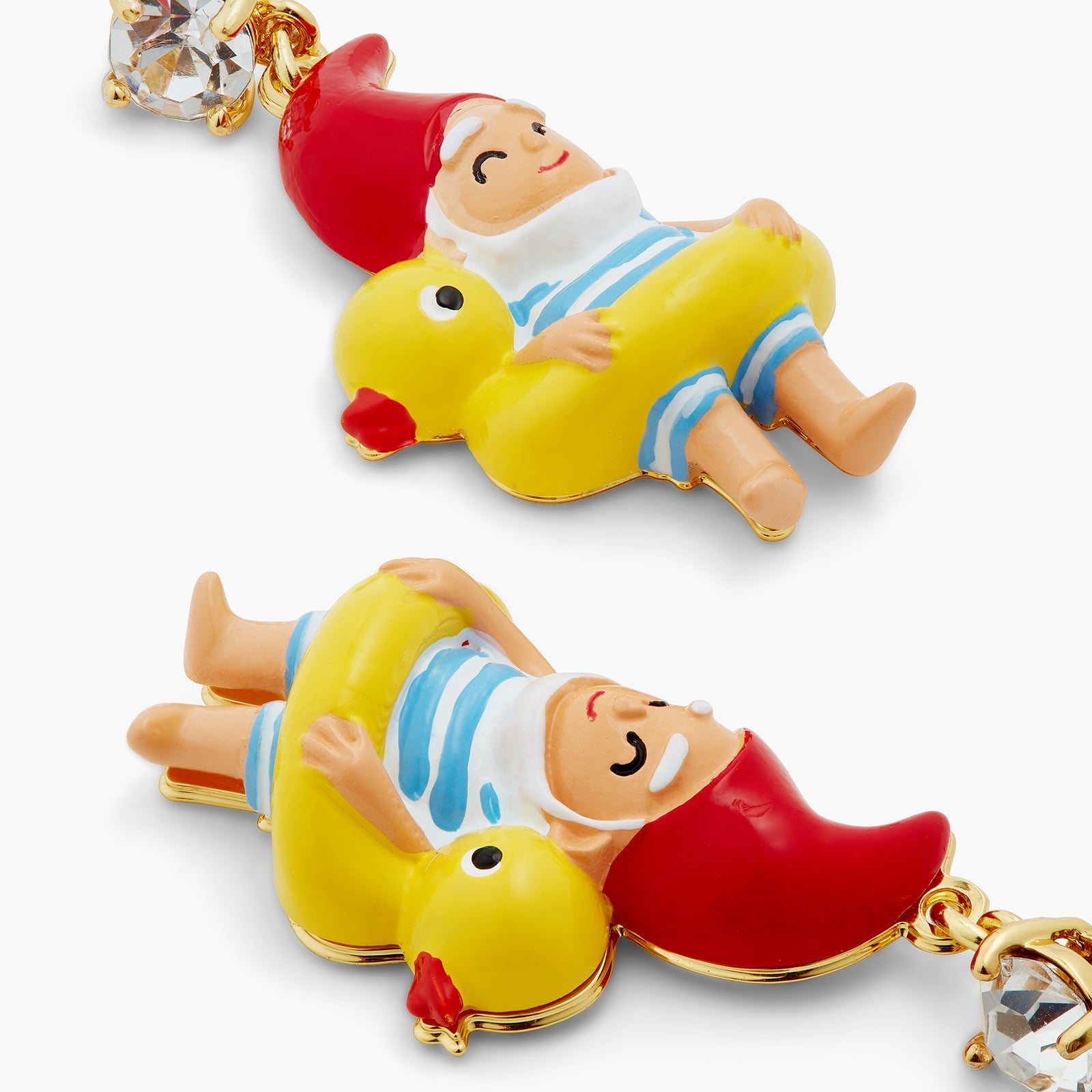 Garden Gnome And Inflatable Duck Ring Earrings | ATCP1011 - Les Nereides