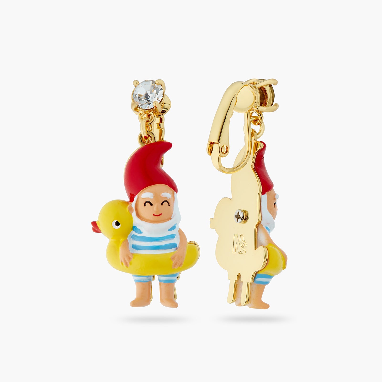 Garden Gnome And Inflatable Duck Ring Earrings | ATCP1011 - Les Nereides