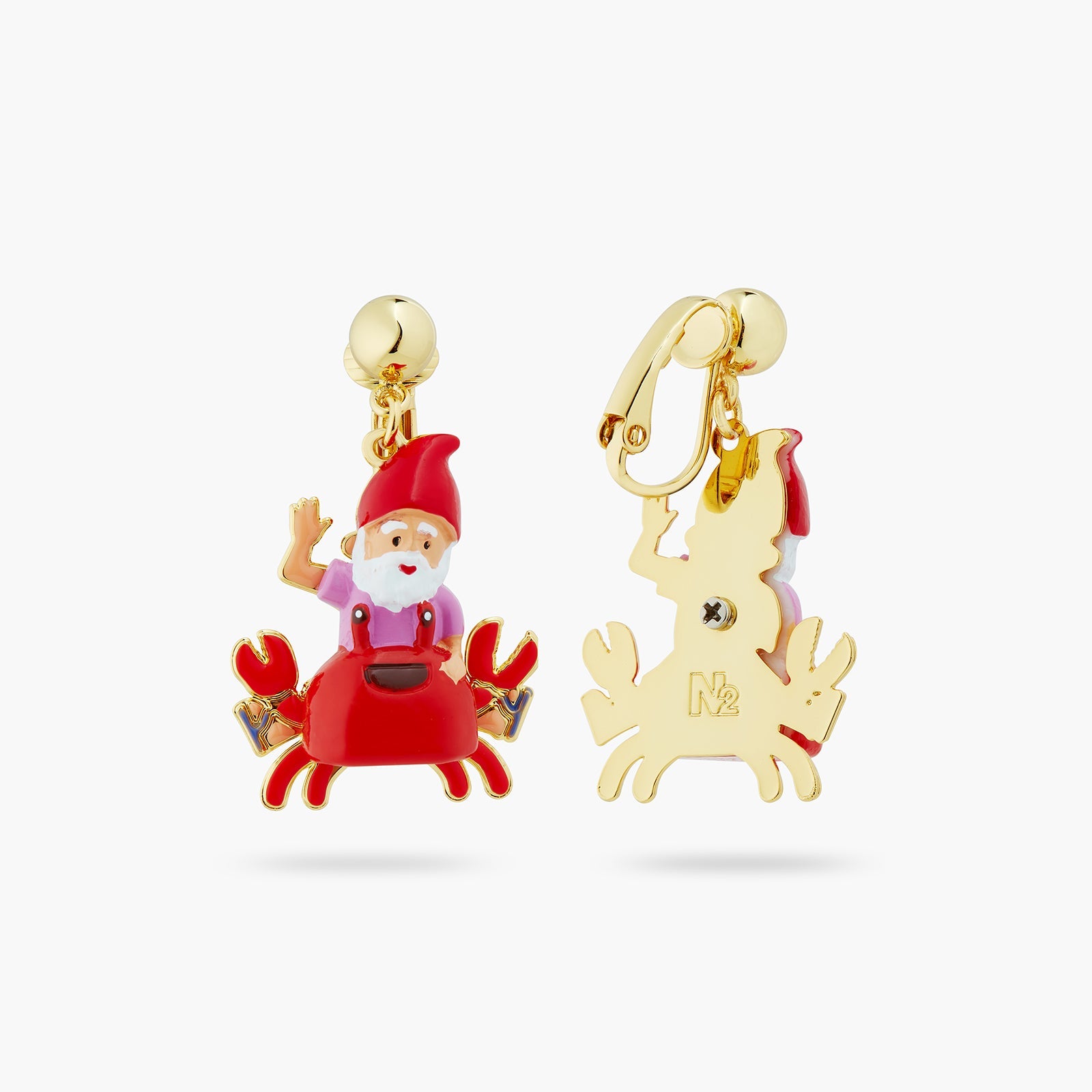 Garden Gnome And Red Crab Earrings | ATCP1051 - Les Nereides