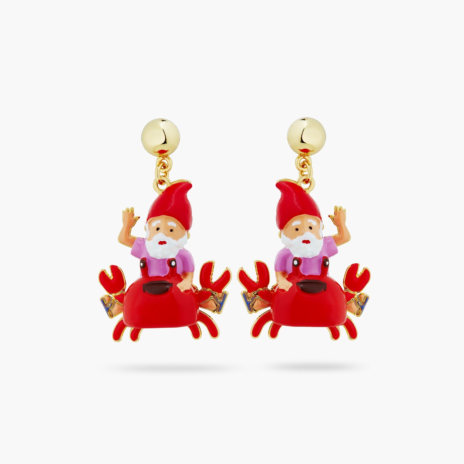 Garden Gnome And Red Crab Earrings | ATCP1051 - Les Nereides