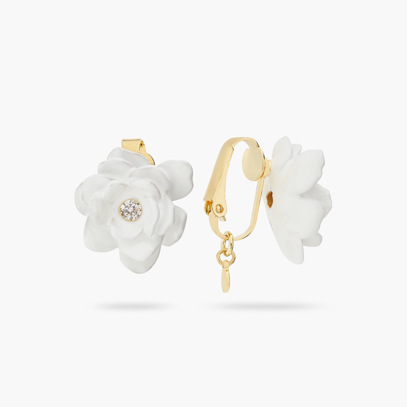 Gardenia And Cut Stone Earrings | ATBP1081 - Les Nereides