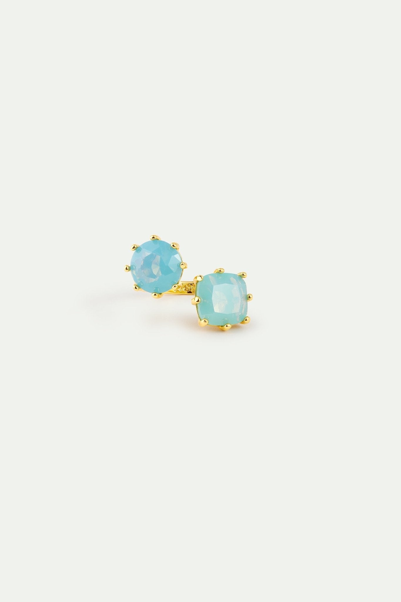 Glacier Blue Diamantine Adjustable You and Me Ring With Round and Cushion Cut Stones | AYLD6602 - Les Nereides